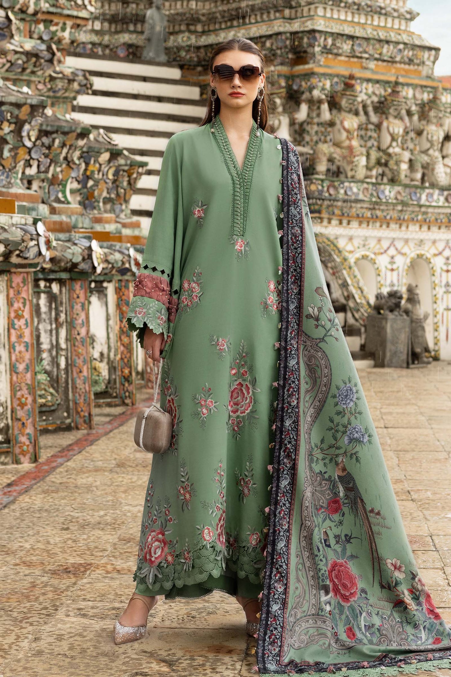 Maria.B 3 Piece Custom Stitched Suit - Green - LB31108