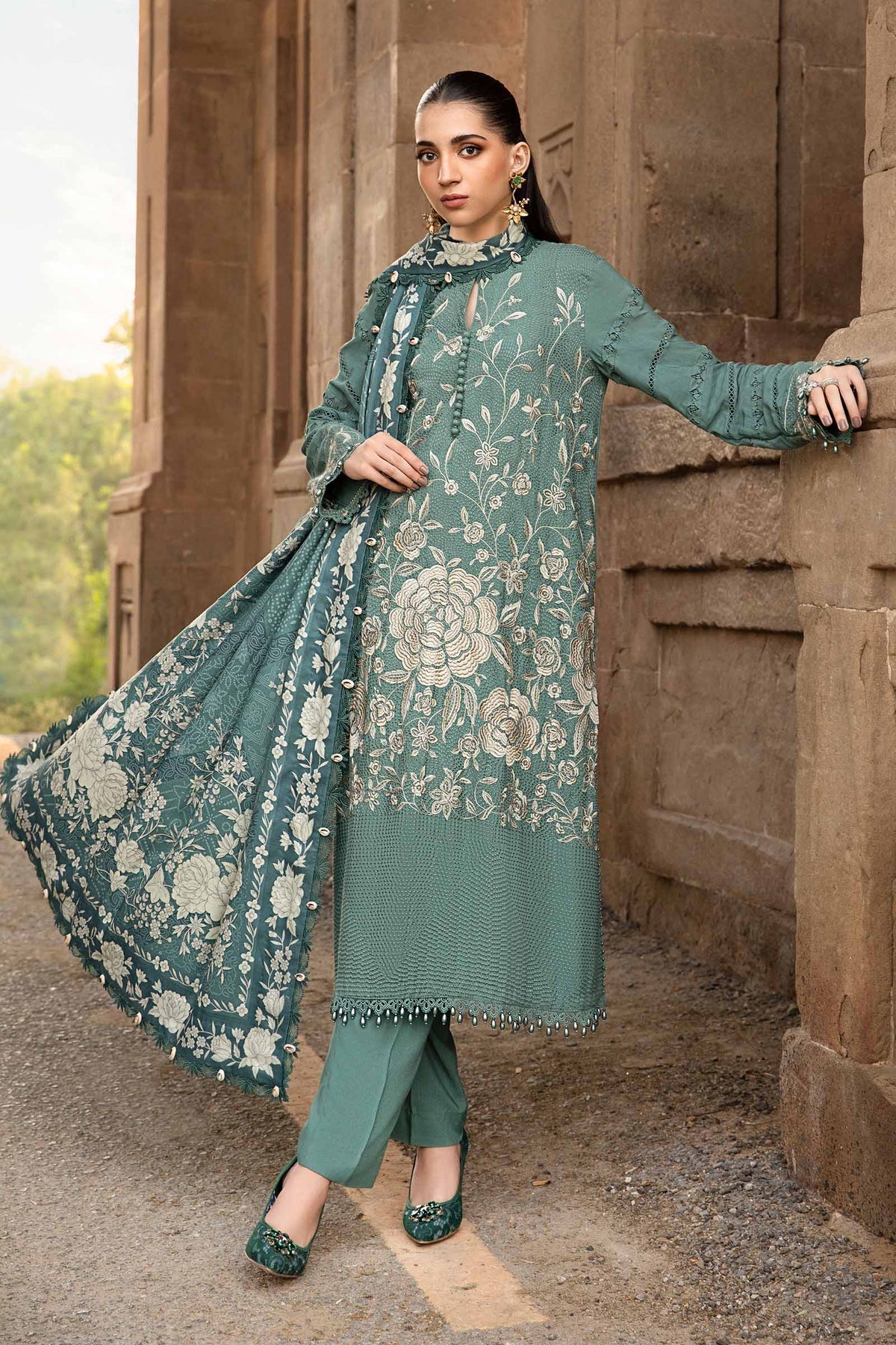 Maria.B 3 Piece Custom Stitched Suit - Green - LB289038