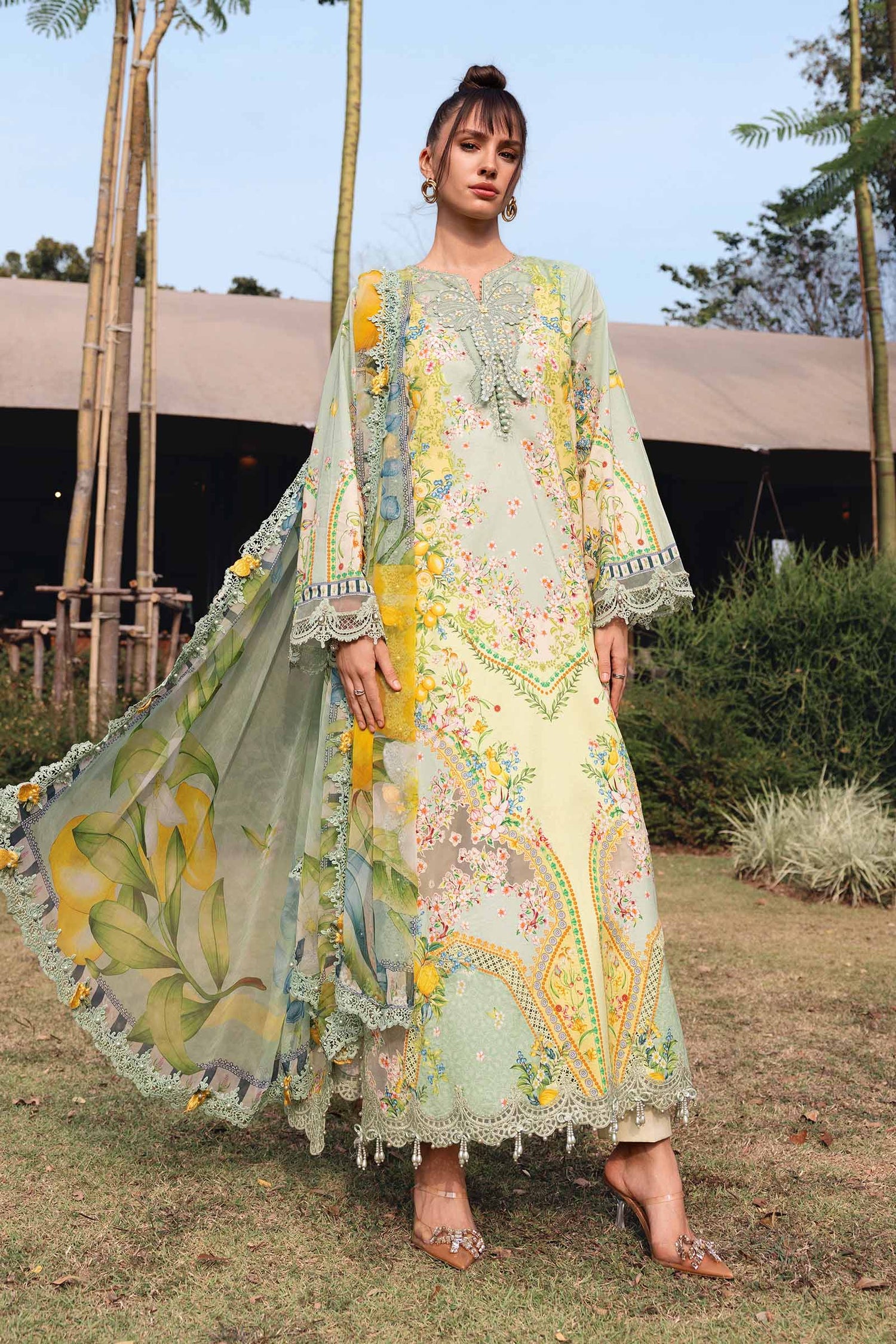 Maria.B 3 Piece Custom Stitched Suit - Green - LB31448