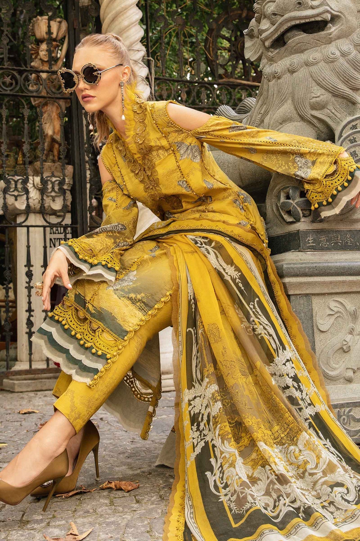 Maria.B 3 Piece Custom Stitched Suit - Yellow - LB287911