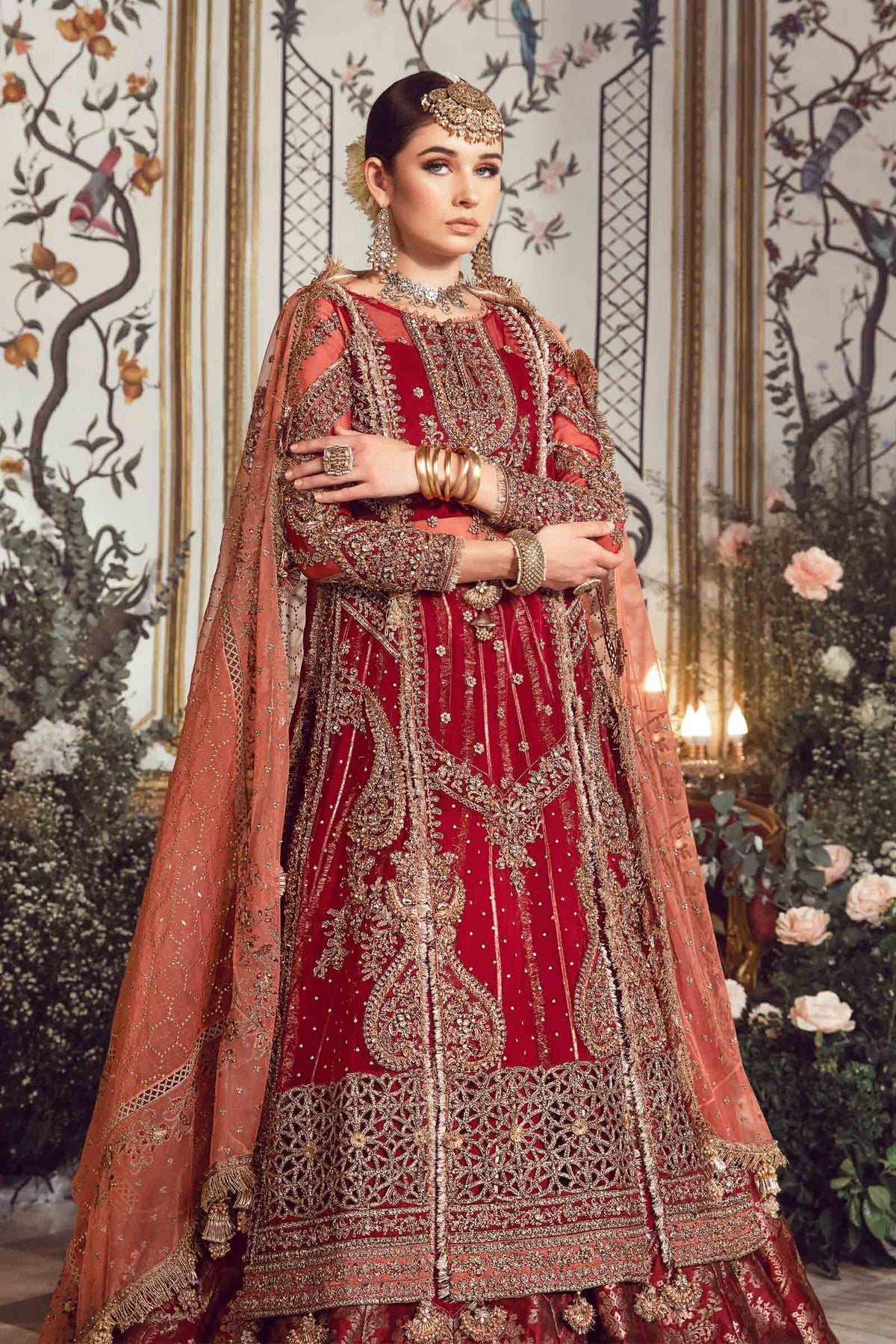 Maria.B 3 Piece Custom Stitched Suit - Maroon - LB285164