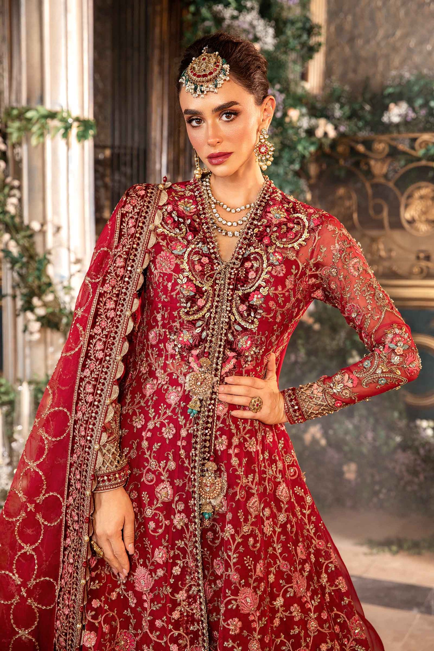 Maria.B 3 Piece Custom Stitched Suit - Red - LB288399