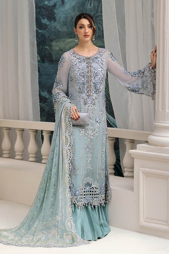 Maria.B 3 Piece Custom Stitched Suit - Blue - LB30930