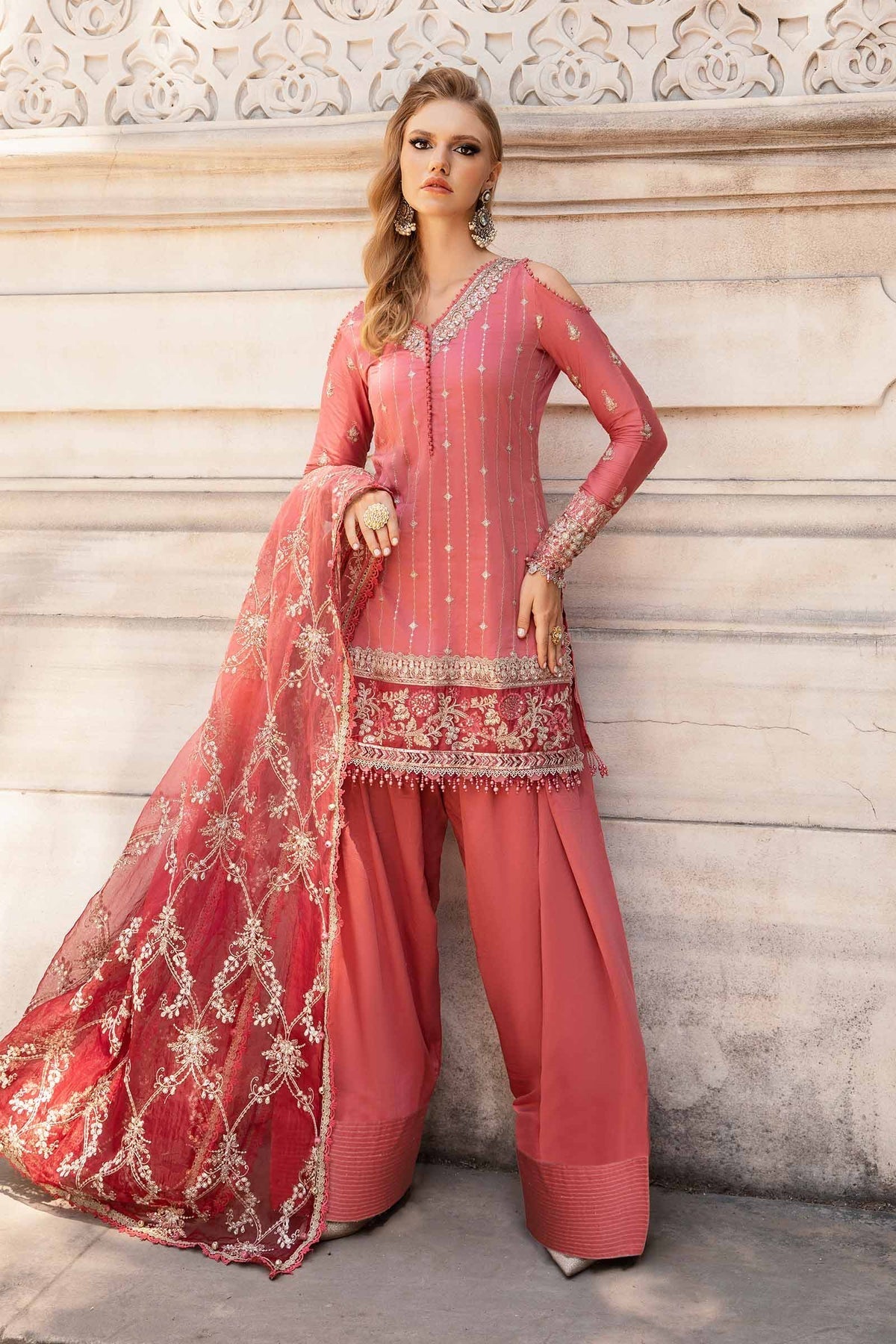 Maria.B 3 Piece Custom Stitched Suit - Pink - LB288215