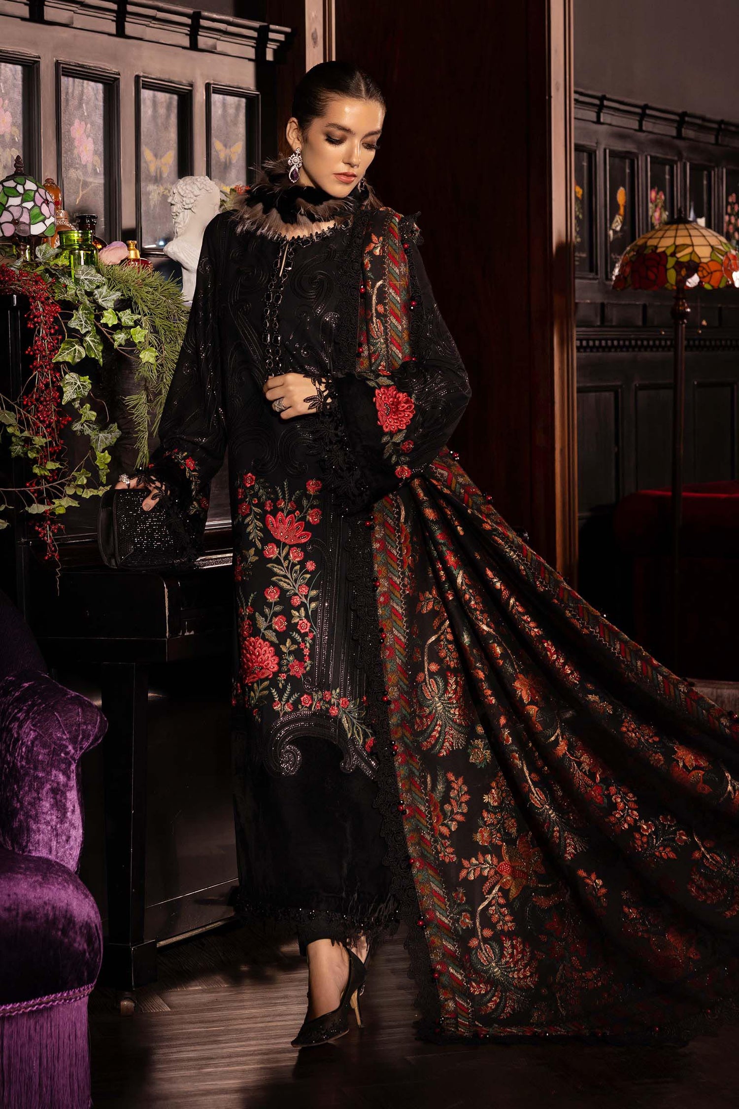 Maria.B 3 Piece Custom Stitched Suit - Black - LB31247