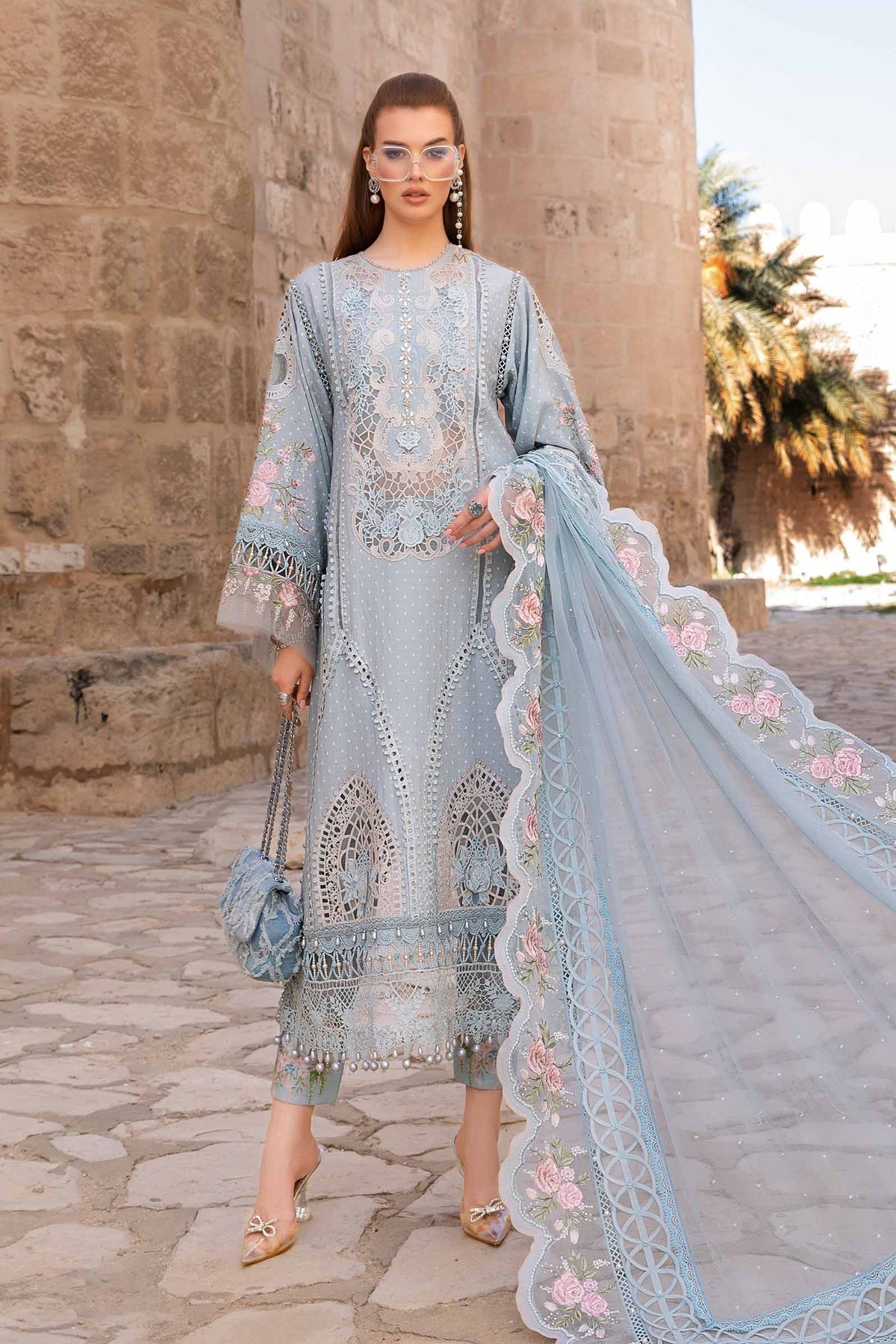 Maria.B 3 Piece Custom Stitched Suit - Blue - LB286422