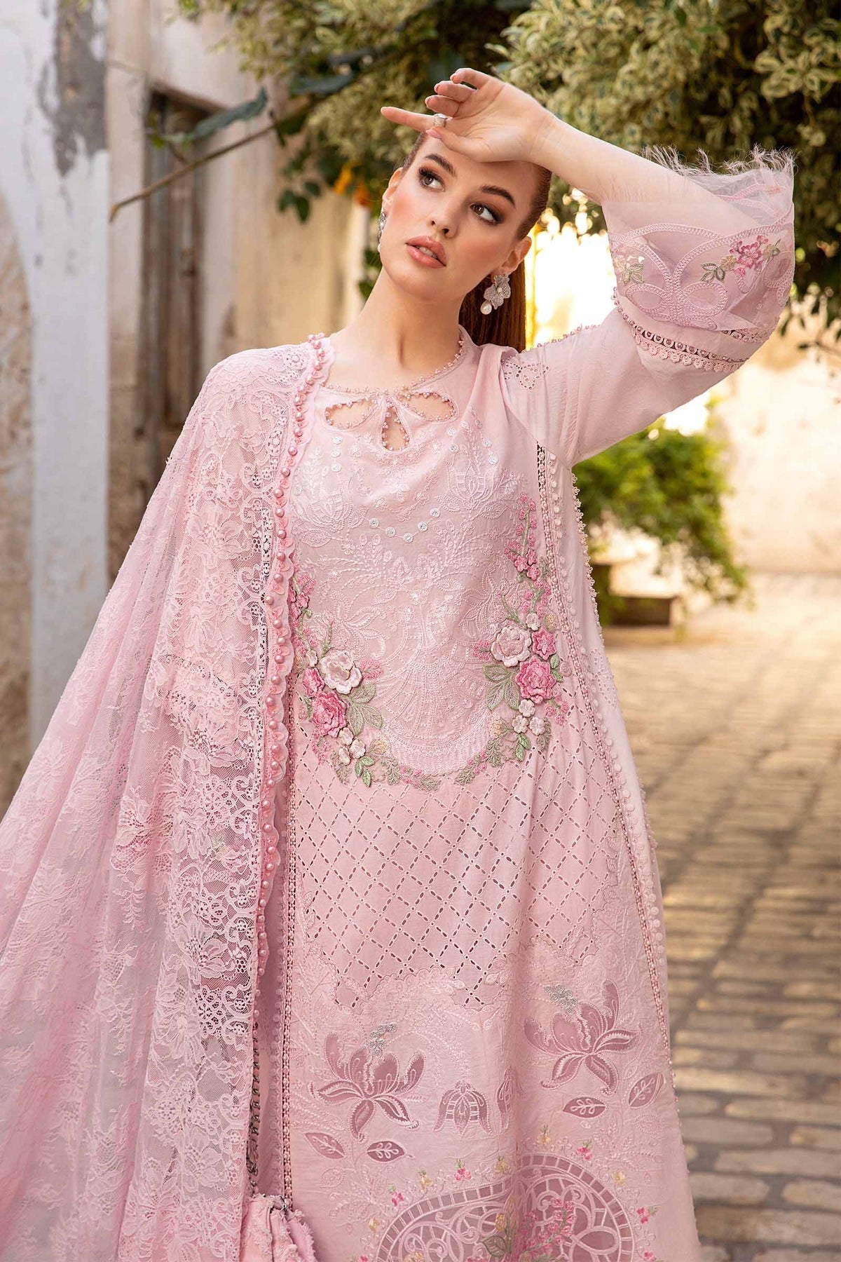 Maria.B 3 Piece Custom Stitched Suit - Pink - LB286424