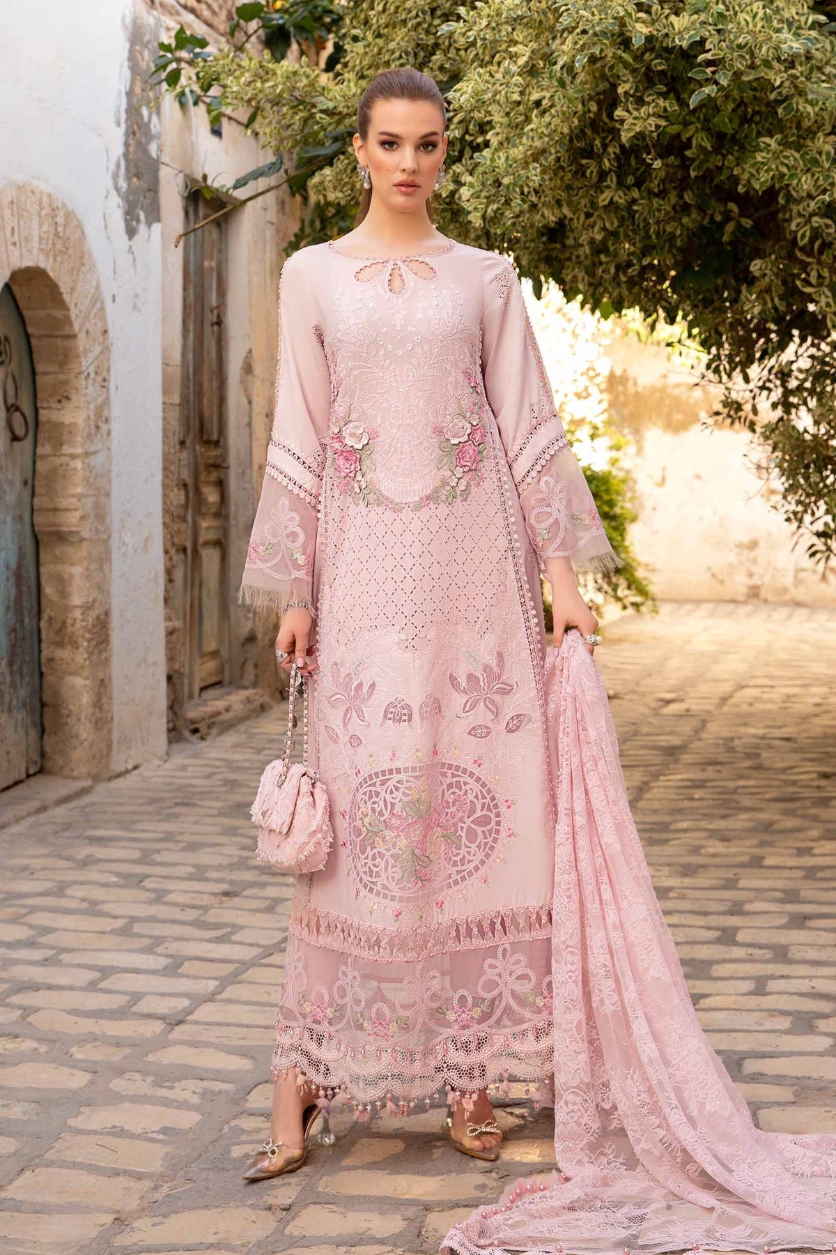 Maria.B 3 Piece Custom Stitched Suit - Pink - LB286424