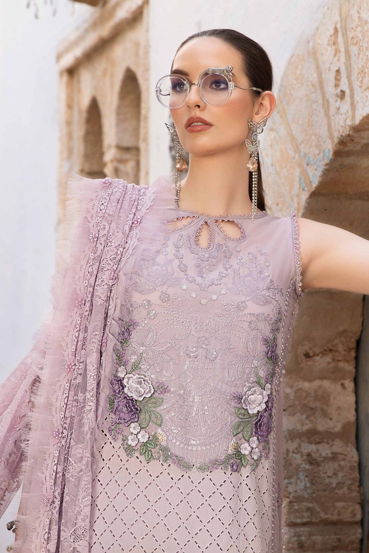 Maria.B 3 Piece Custom Stitched Suit - Purple - LB286425