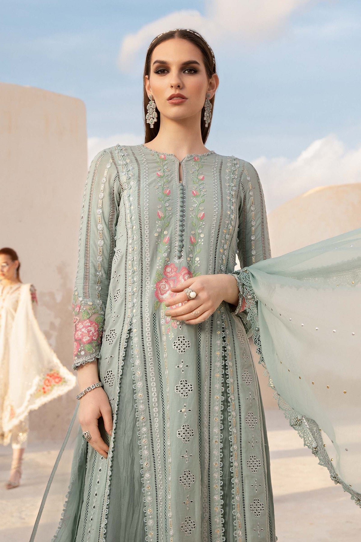 Maria.B 3 Piece Custom Stitched Suit - Green - LB286426