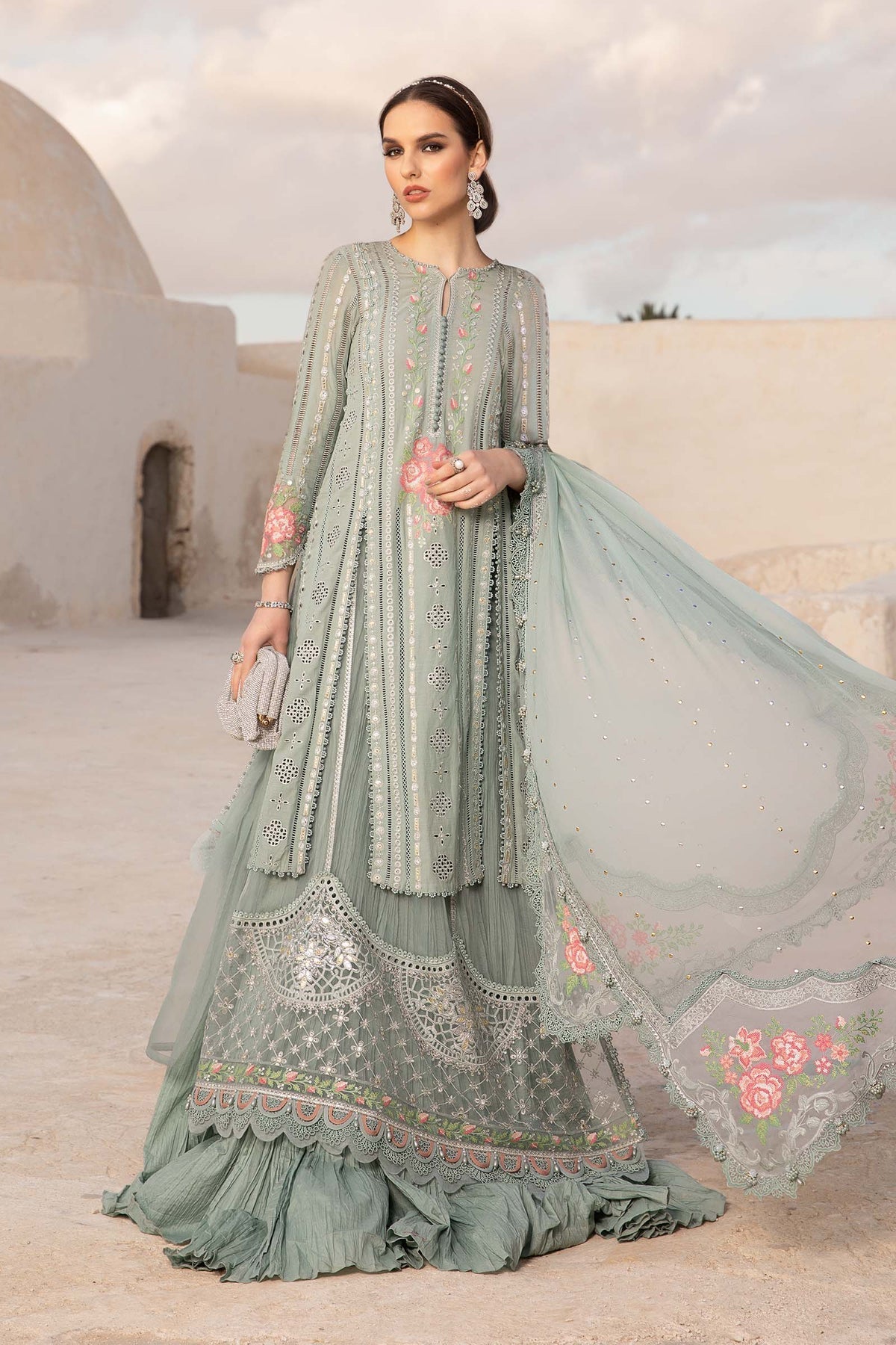 Maria.B 3 Piece Custom Stitched Suit - Green - LB286426