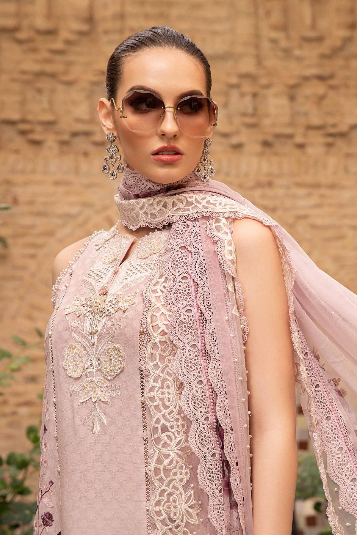 Maria.B 3 Piece Custom Stitched Suit - Pink - LB286434