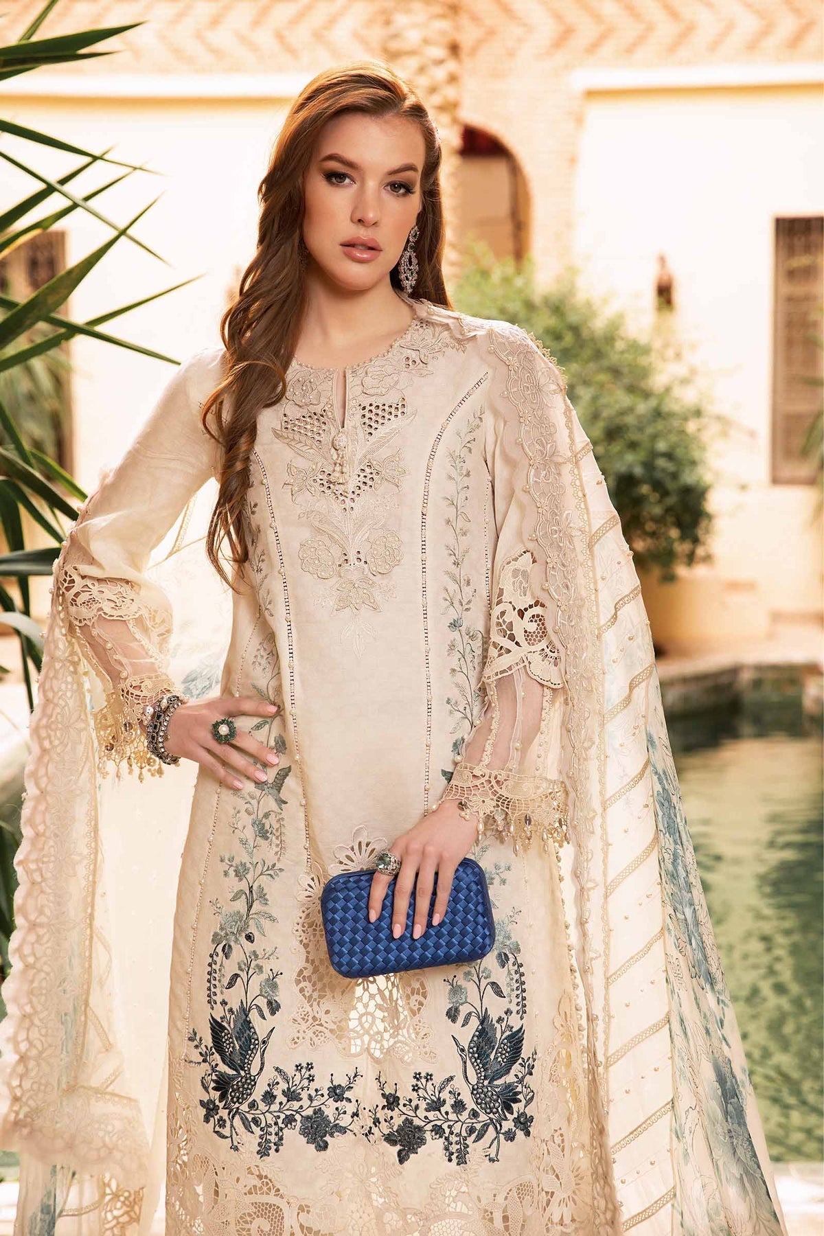 Maria.B 3 Piece Custom Stitched Suit - Beige - LB286435