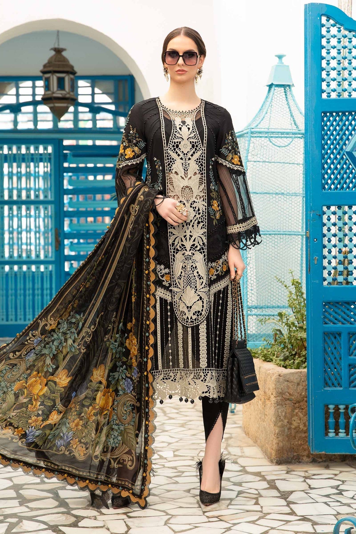 Maria.B 3 Piece Custom Stitched Suit - Black - LB286414