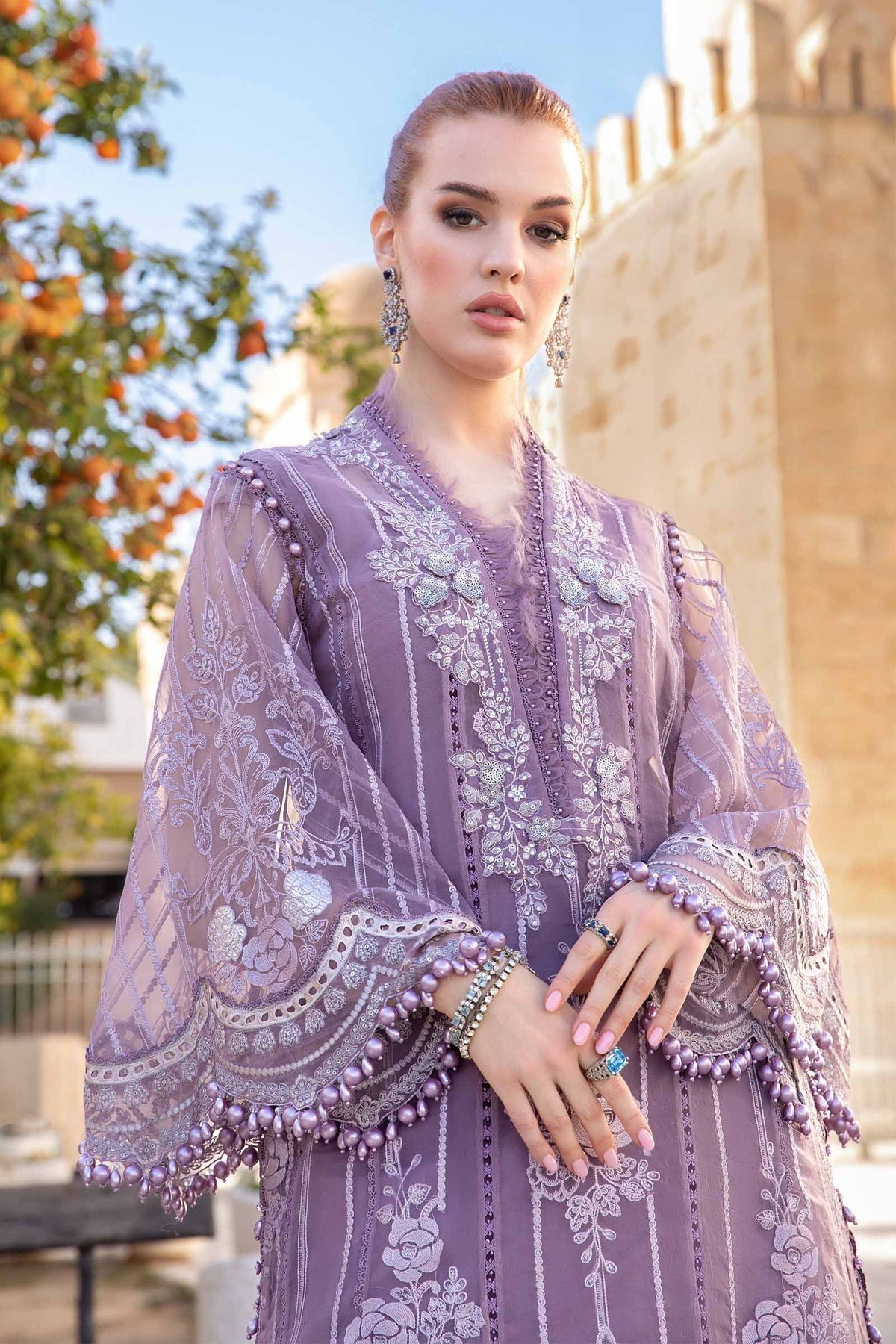 Maria.B 3 Piece Custom Stitched Suit - Purple - LB286441