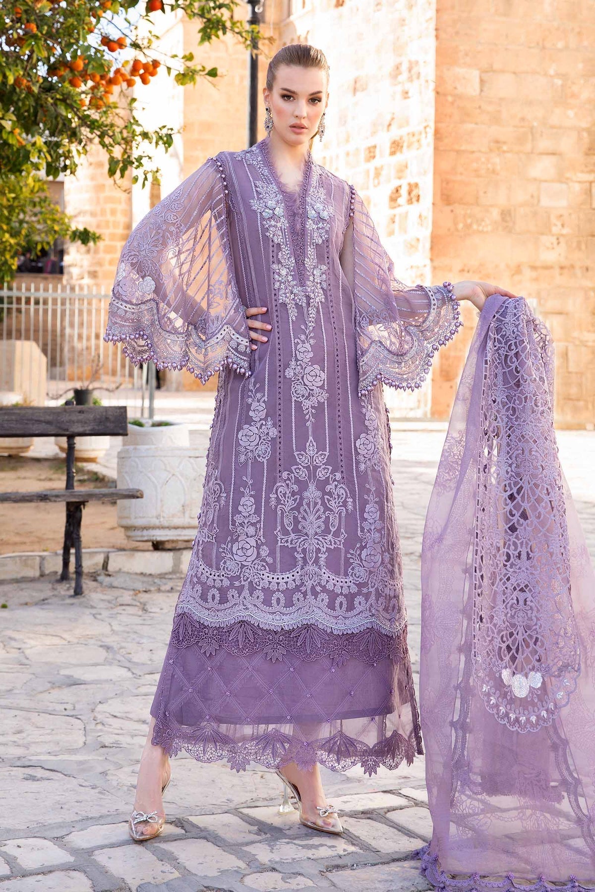 Maria.B 3 Piece Custom Stitched Suit - Purple - LB286441