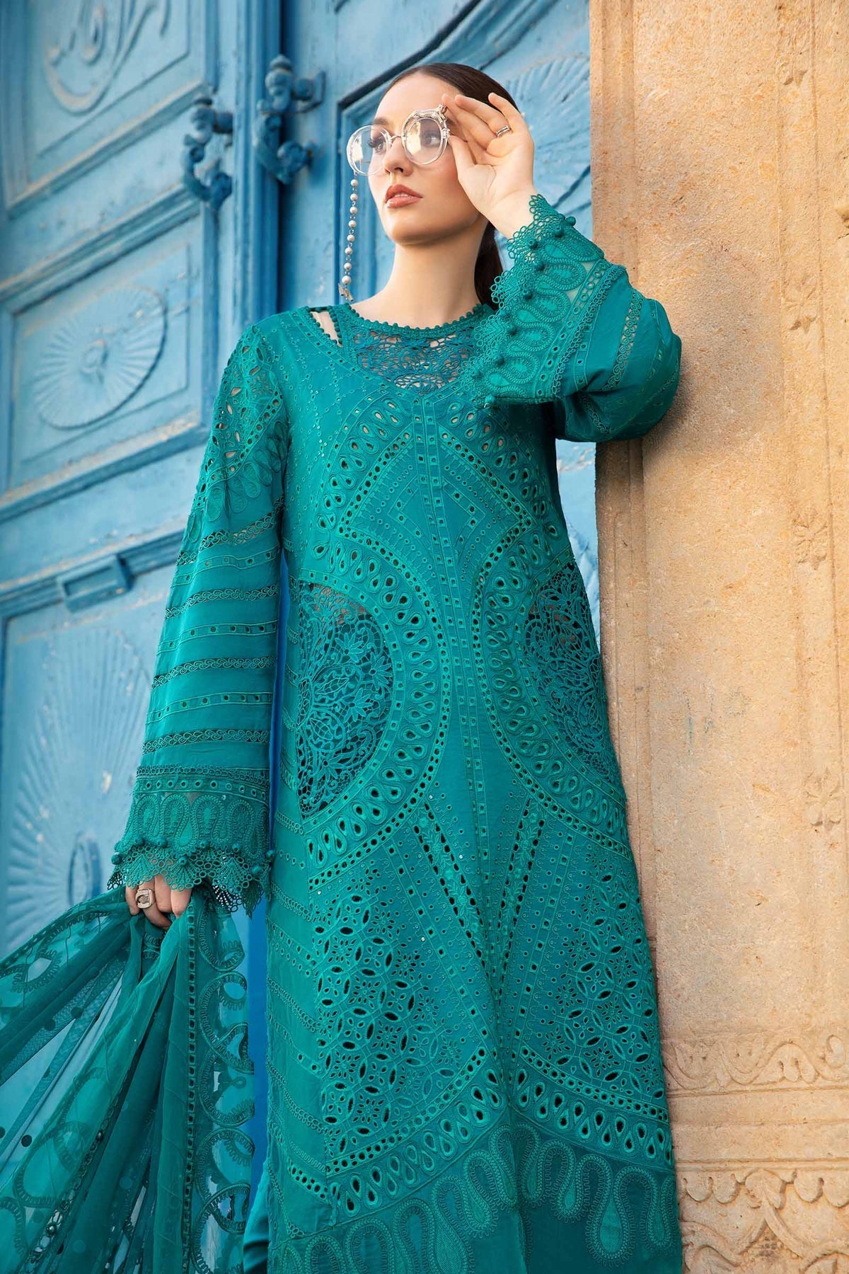 Maria.B 3 Piece Custom Stitched Suit - Green - LB286419