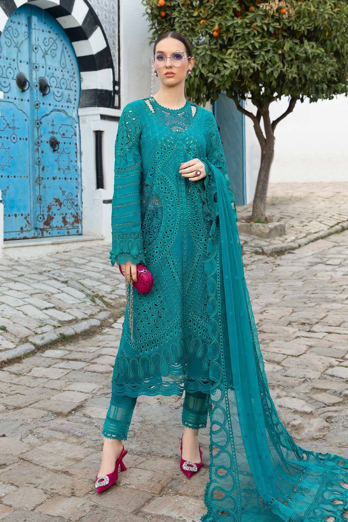 Maria.B 3 Piece Custom Stitched Suit - Green - LB286419