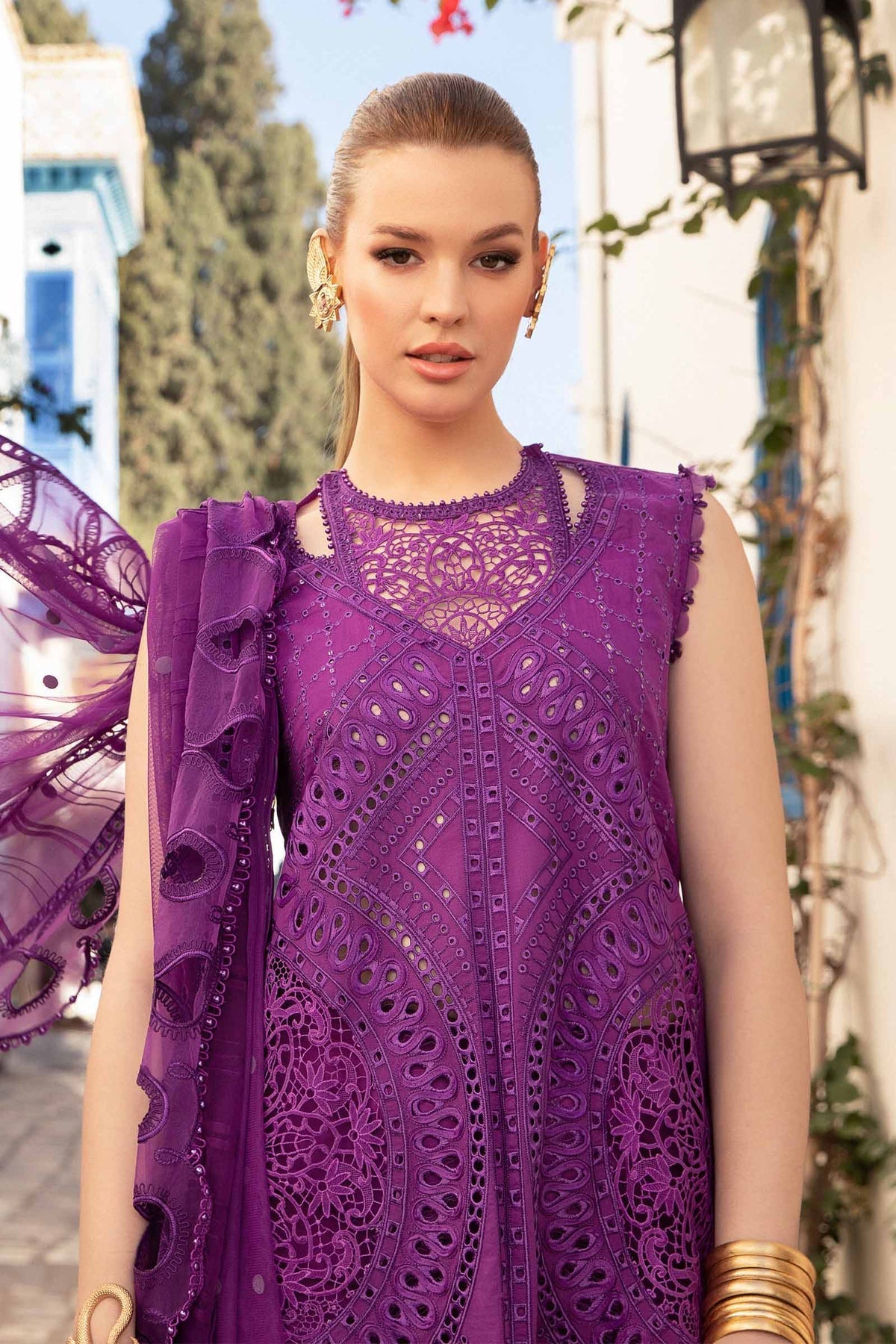 Maria.B 3 Piece Custom Stitched Suit - Purple - LB286418