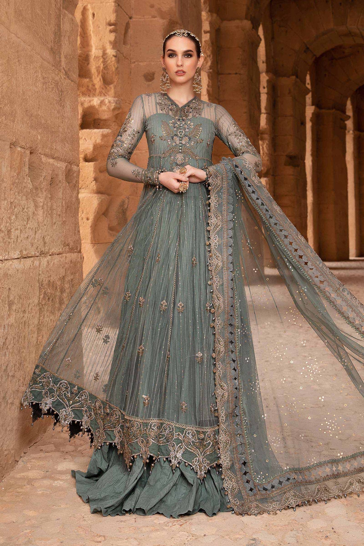 Maria.B 3 Piece Custom Stitched Suit - Blue - LB286439