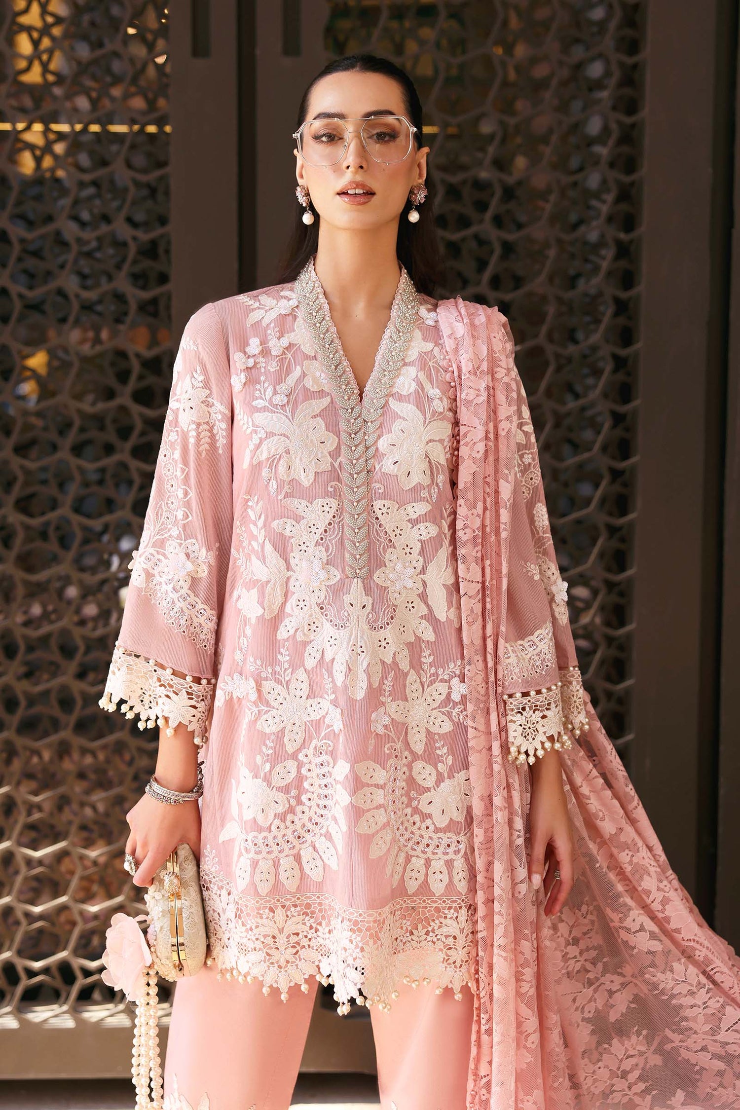Maria.B 3 Piece Custom Stitched Suit - Pink - LB31442