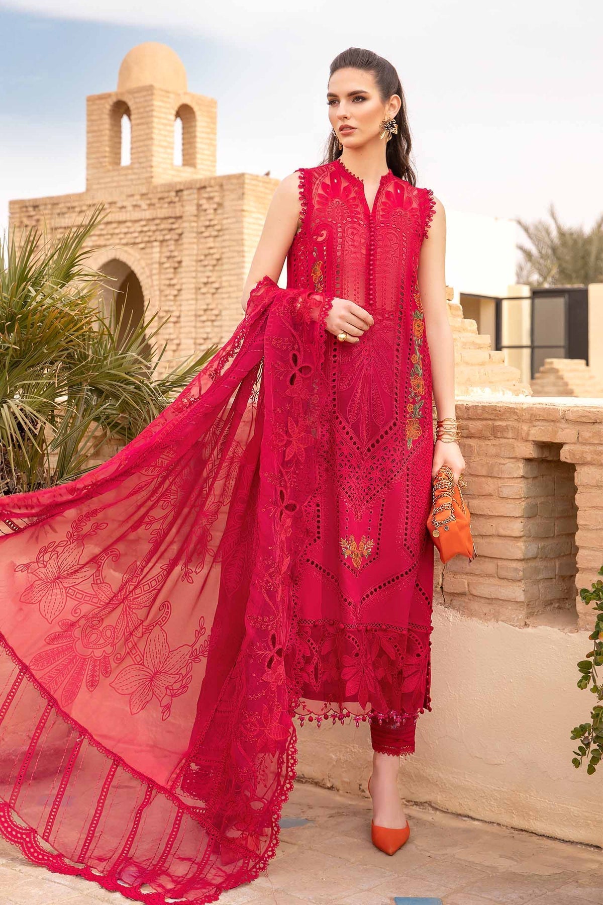 Maria.B 3 Piece Custom Stitched Suit - Pink - LB286429