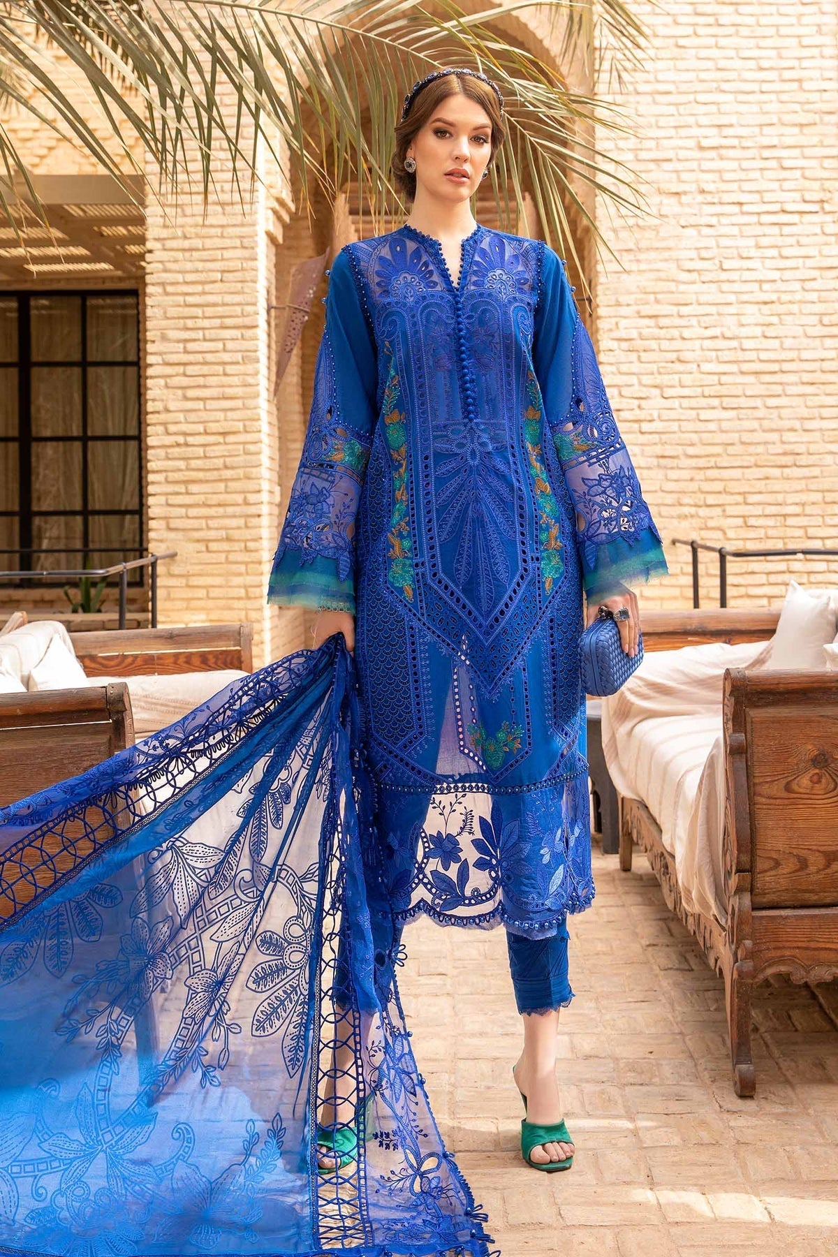 Maria.B 3 Piece Custom Stitched Suit - Blue - LB286428