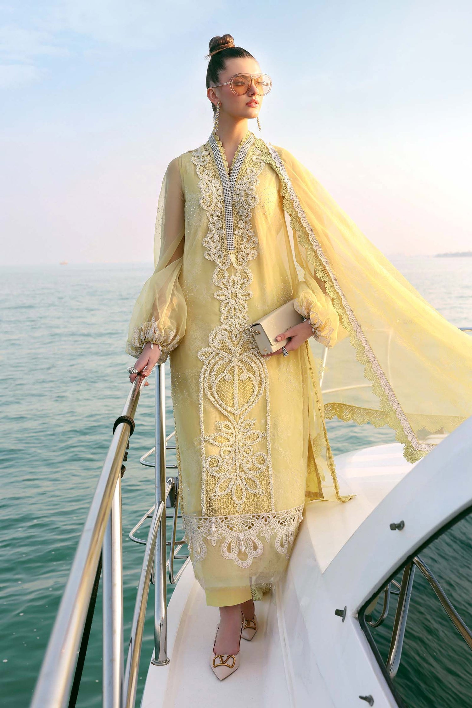 Maria.B 3 Piece Custom Stitched Suit - Yellow - LB31439