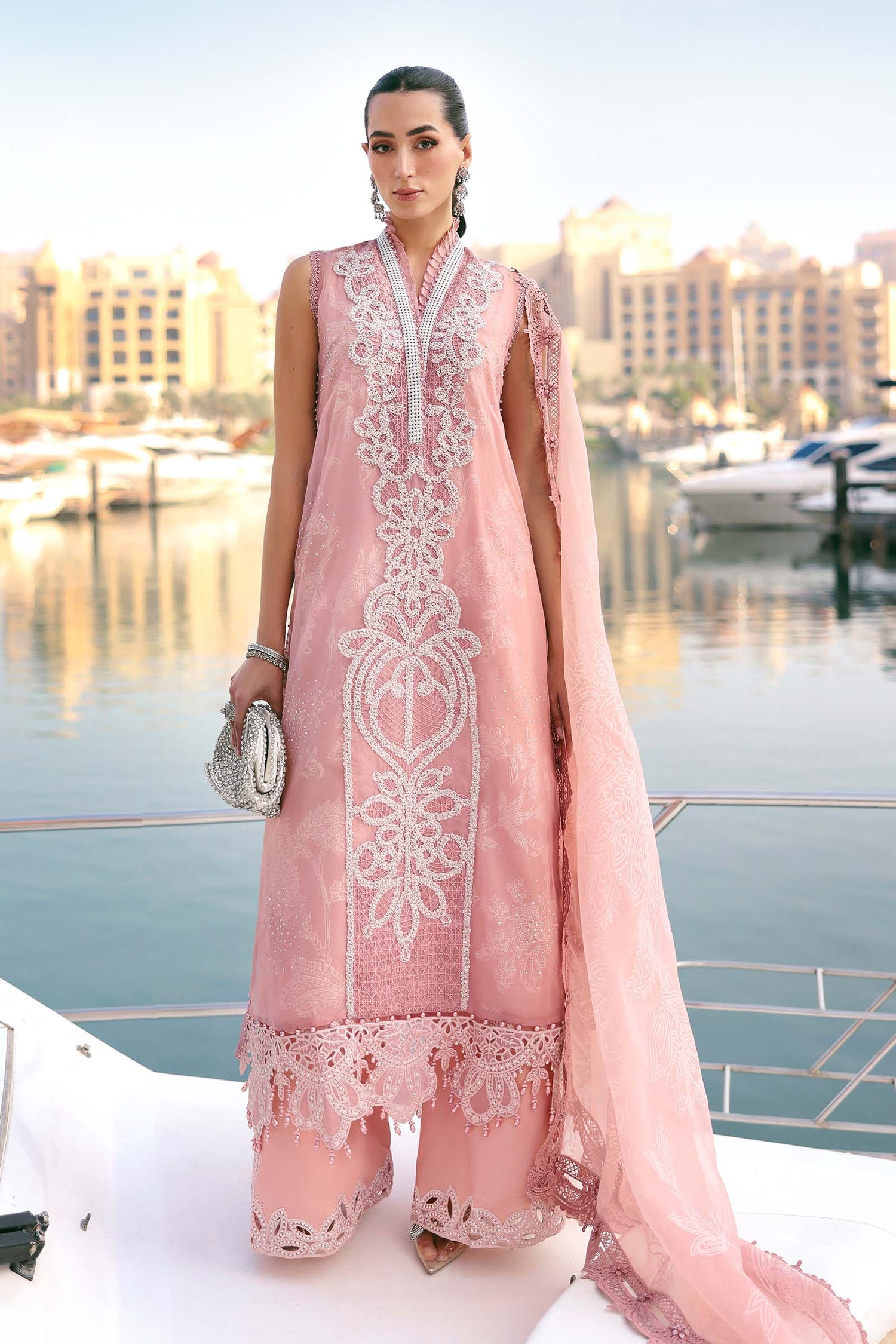 Maria.B 3 Piece Custom Stitched Suit - Pink - LB31438