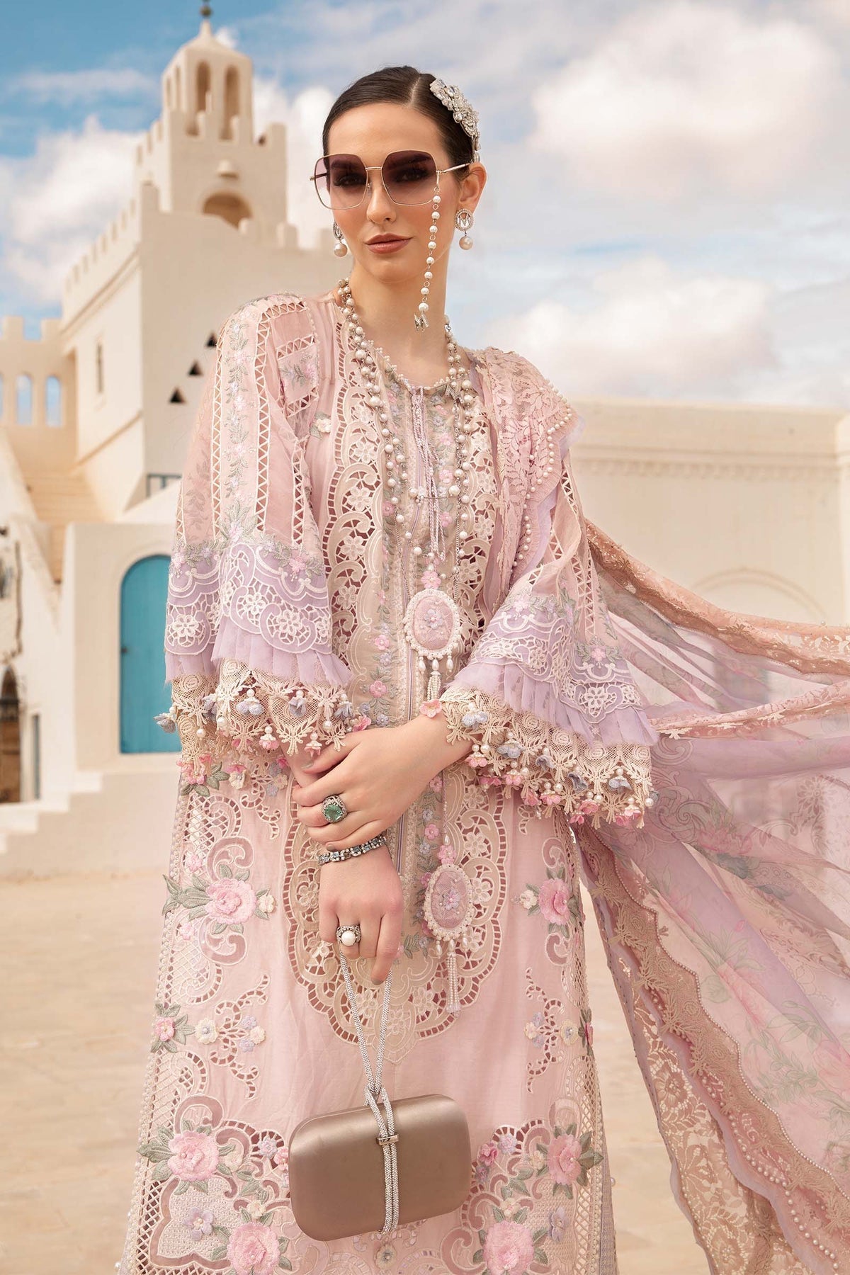 Maria.B 3 Piece Custom Stitched Suit - Pink - LB286421