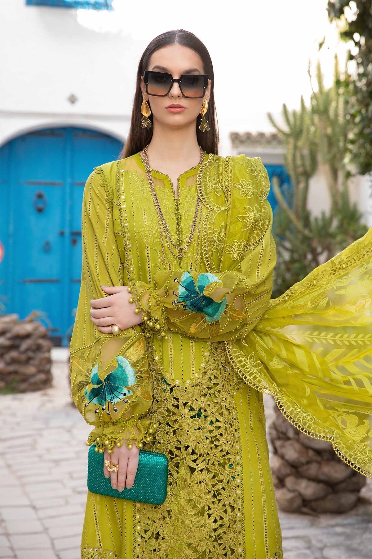 Maria.B 3 Piece Custom Stitched Suit - Green - LB286443