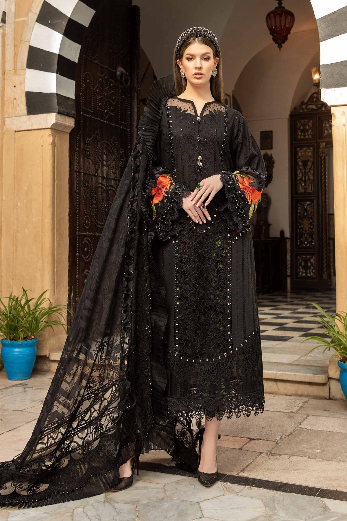 Maria.B 3 Piece Custom Stitched Suit - Black - LB286442