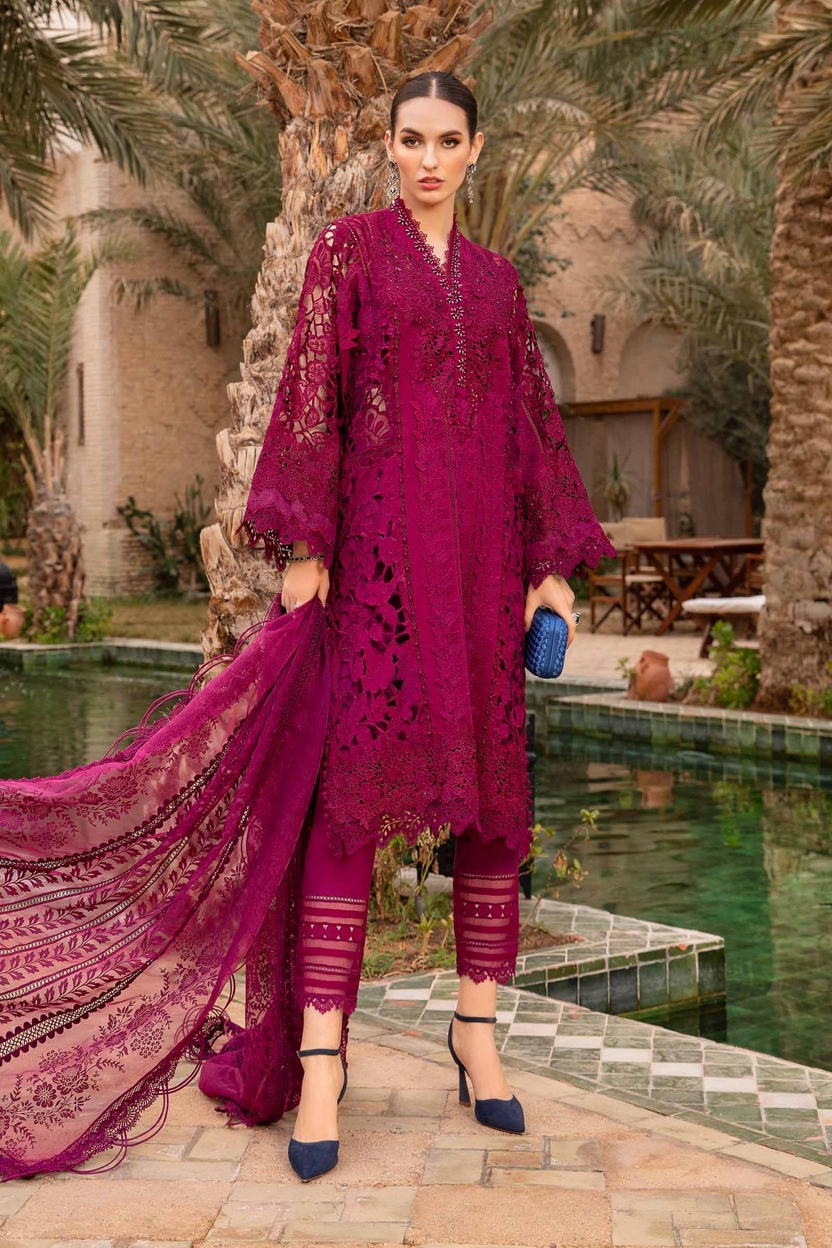 Maria.B 3 Piece Custom Stitched Suit - Purple - LB286432