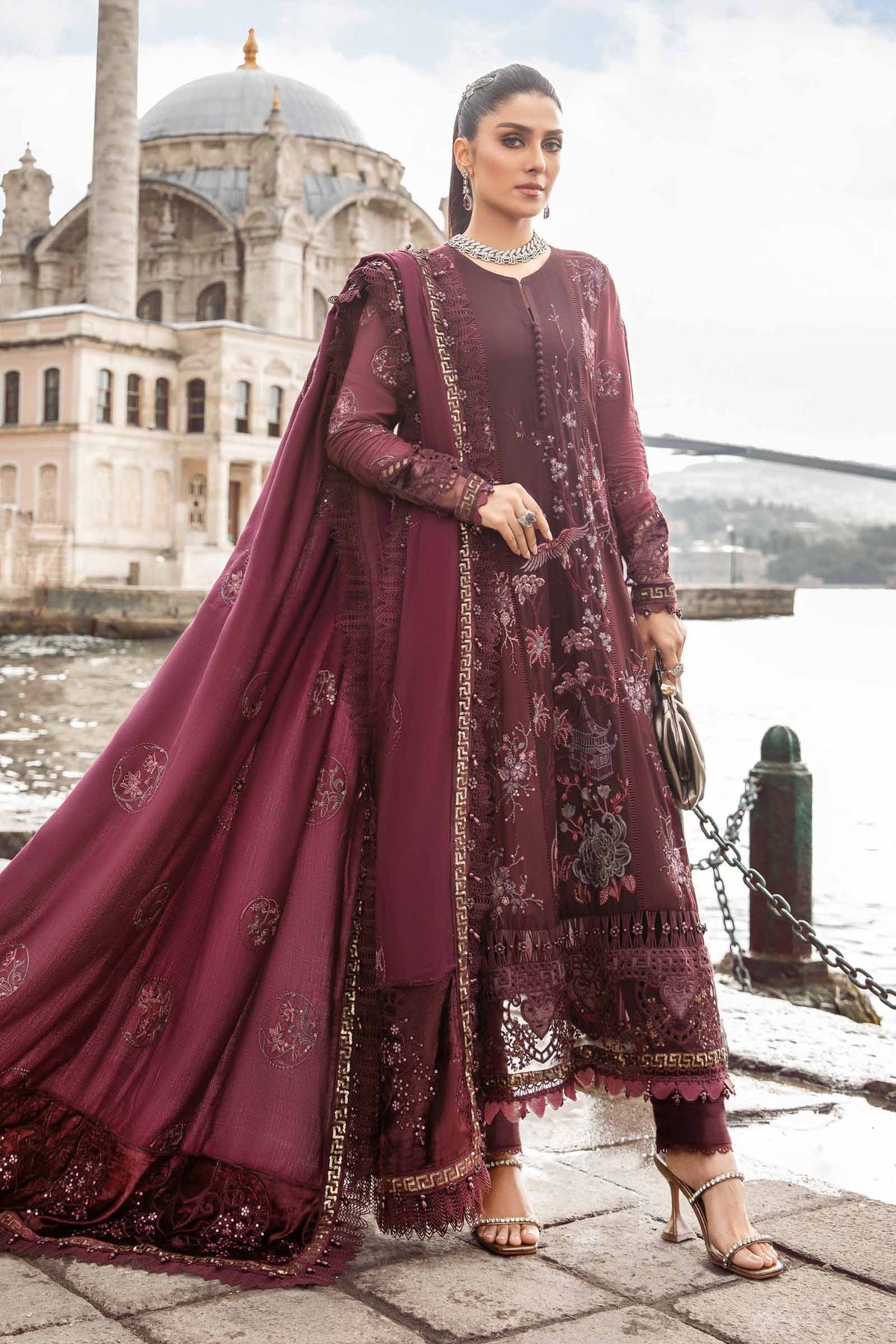 Maria.B 3 Piece Custom Stitched Suit - Purple - LB284925