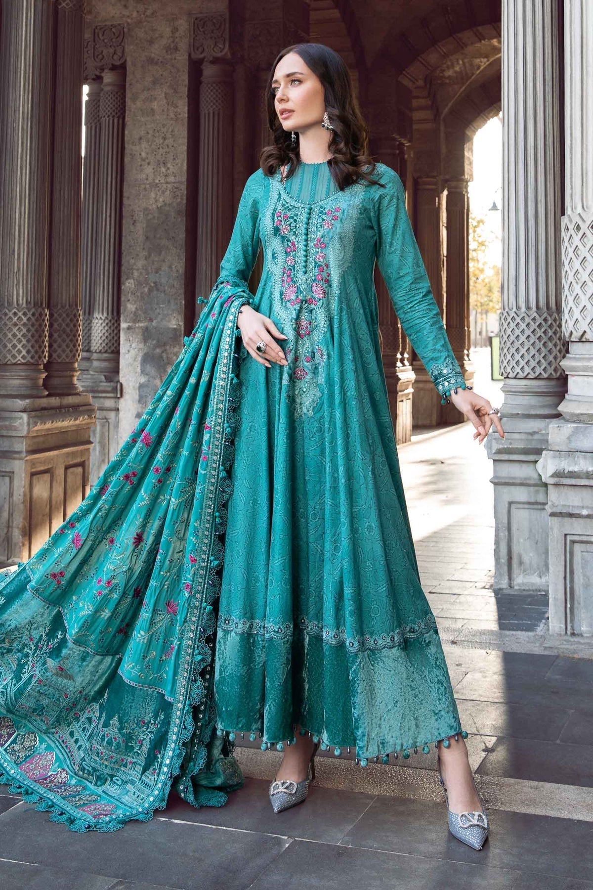 Maria.B 3 Piece Custom Stitched Suit - Green - LB284922