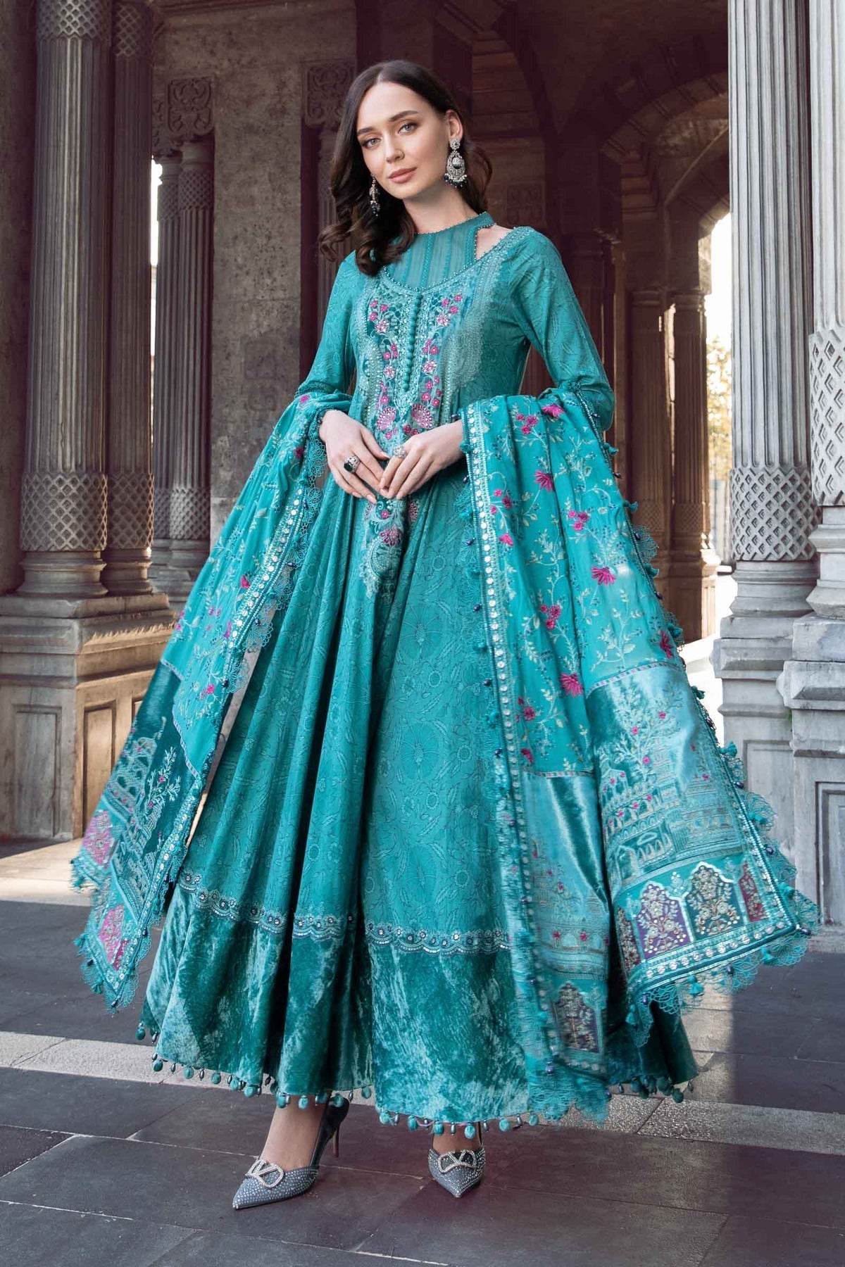 Maria.B 3 Piece Custom Stitched Suit - Green - LB284922