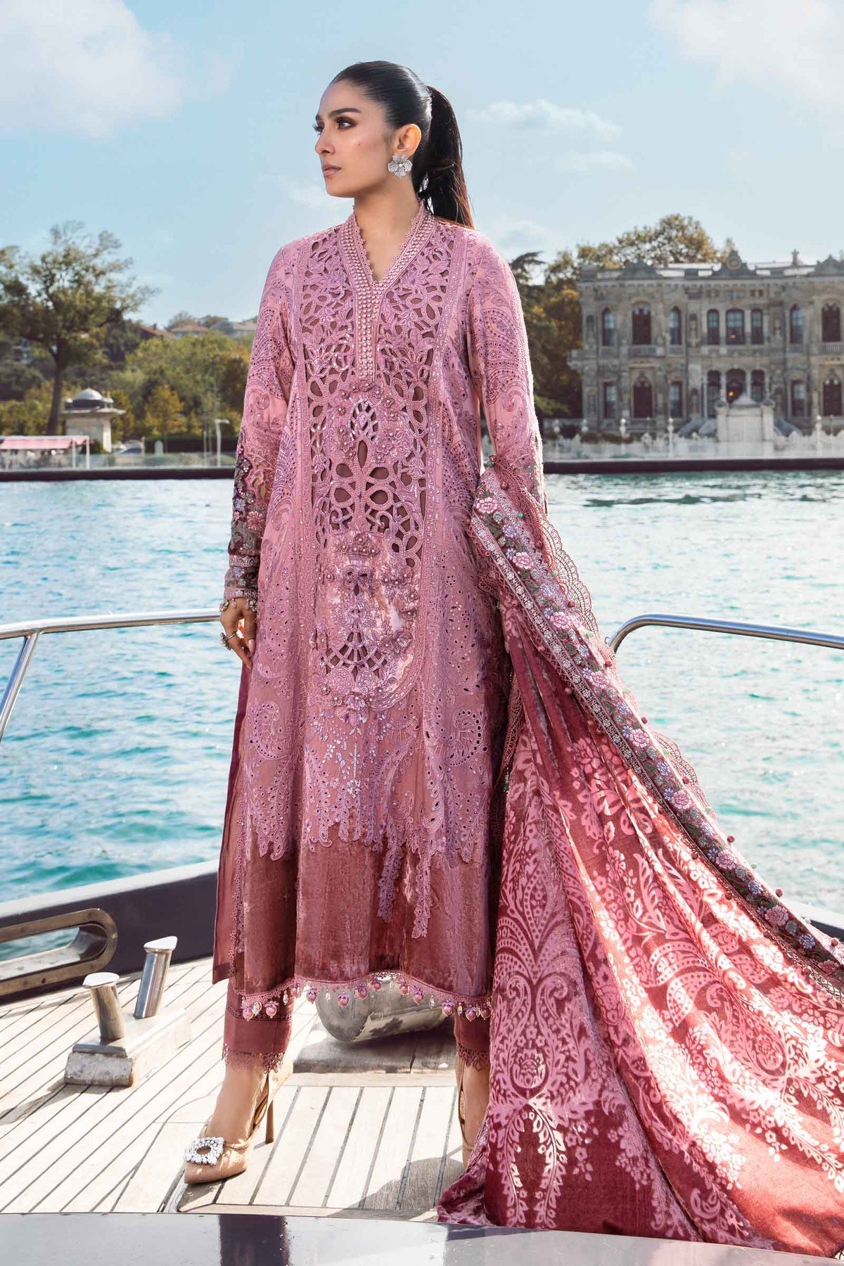 Maria.B 3 Piece Custom Stitched Suit - Pink - LB284927