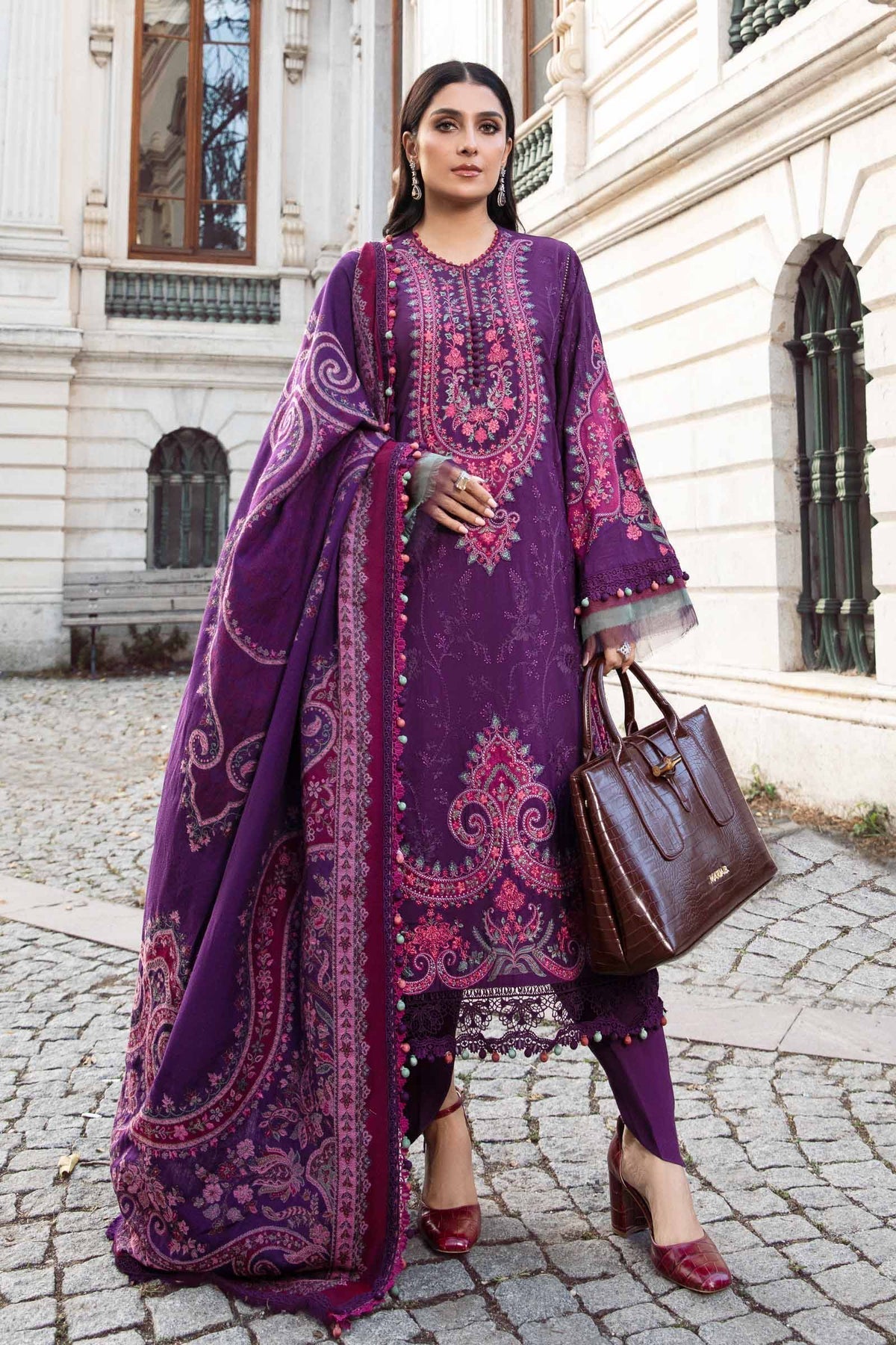 Maria.B 3 Piece Custom Stitched Suit - Purple - LB284930