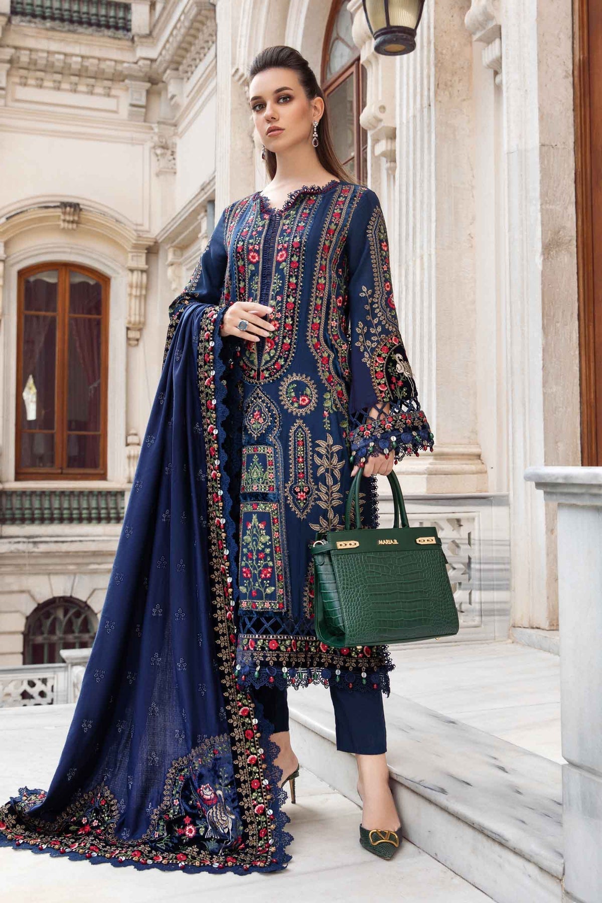 Maria.B 3 Piece Custom Stitched Suit - Blue - LB284933