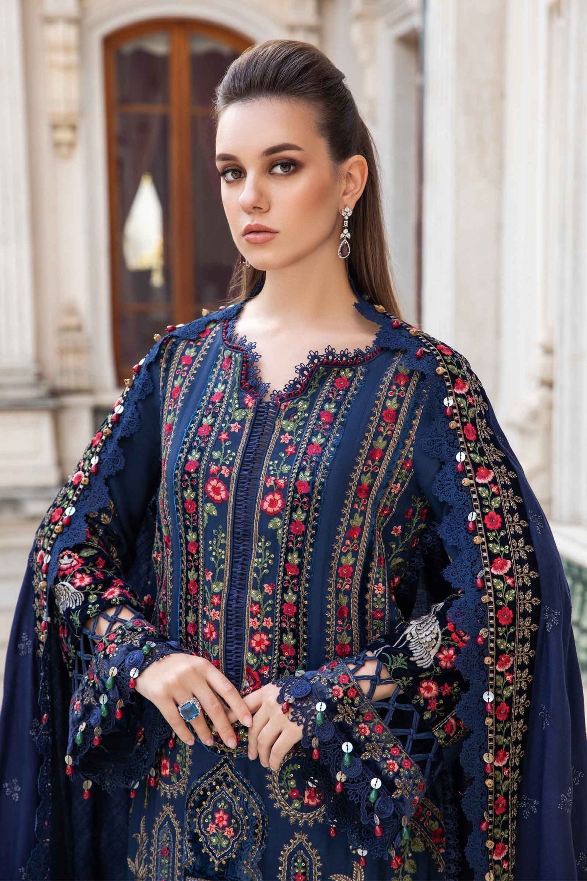 Maria.B 3 Piece Custom Stitched Suit - Blue - LB284933