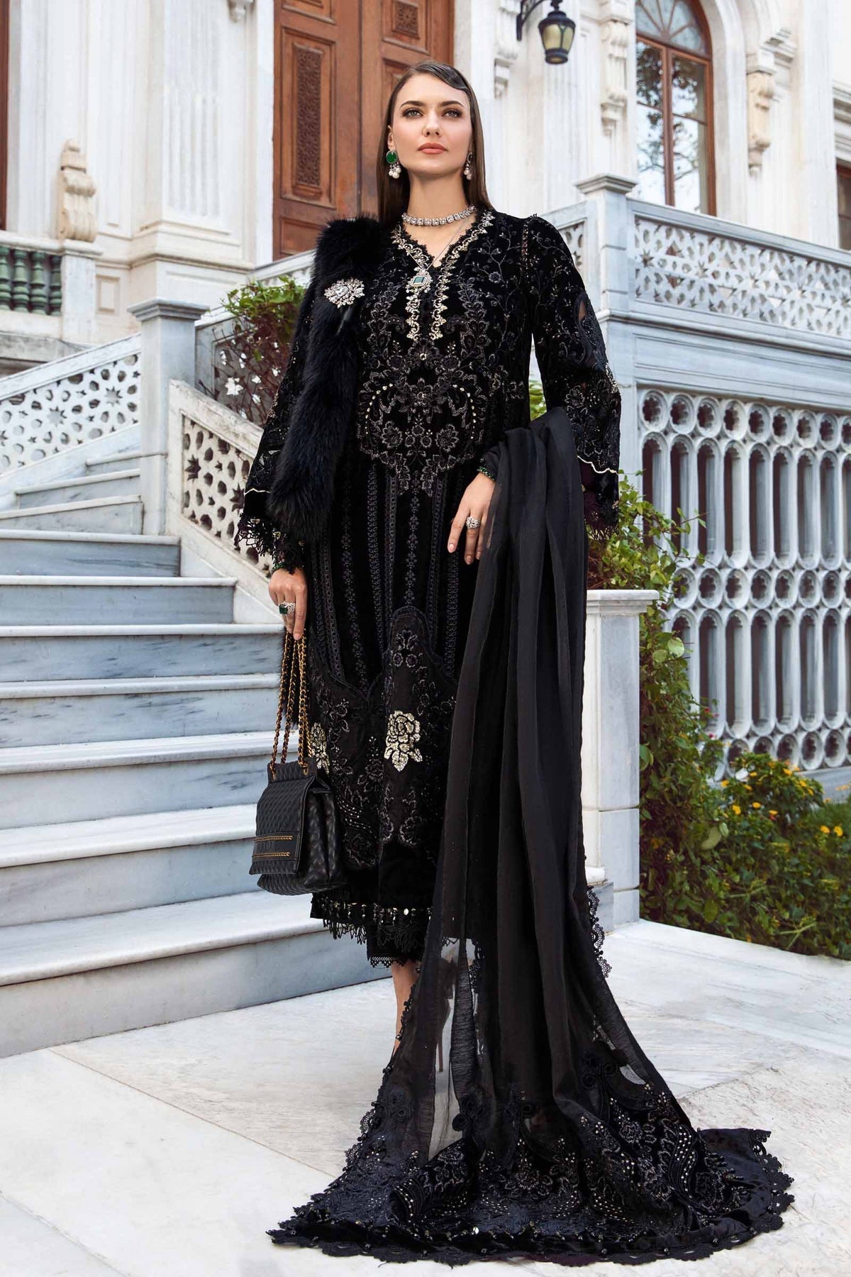 Maria.B 3 Piece Custom Stitched Suit - Black - LB284931