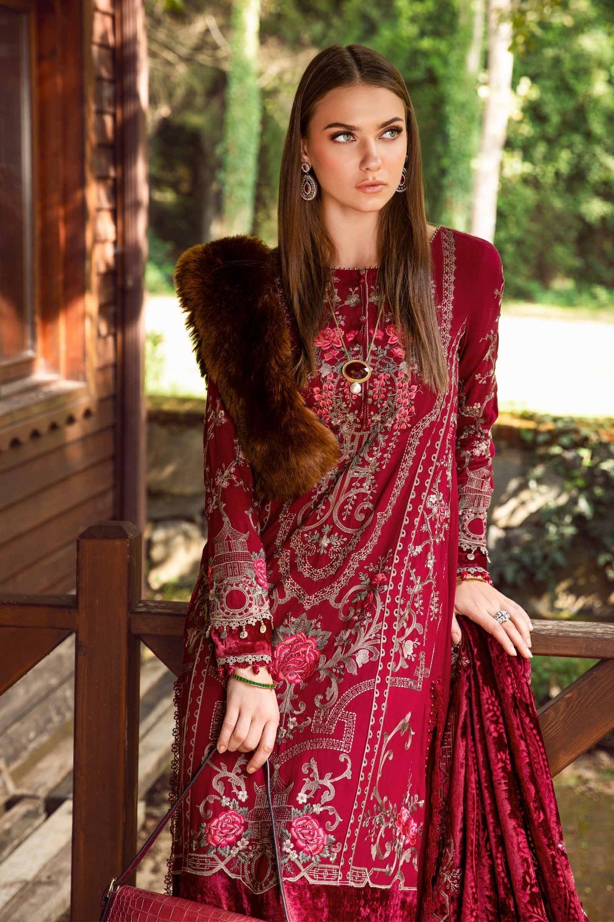 Maria.B 3 Piece Custom Stitched Suit - Pink - LB284935