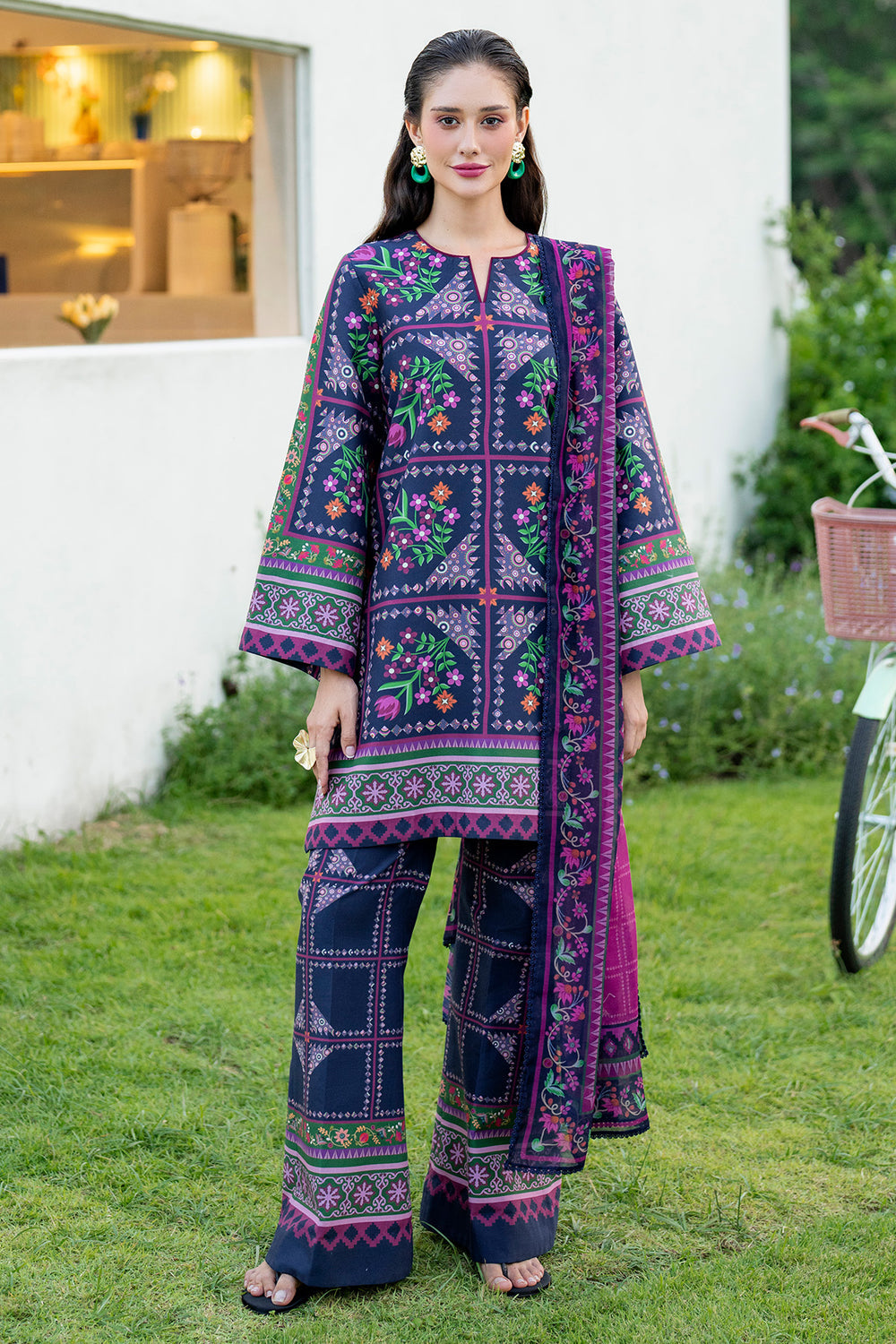 Jazmin 3 Piece Custom Stitched Suit - Purple - LB30400