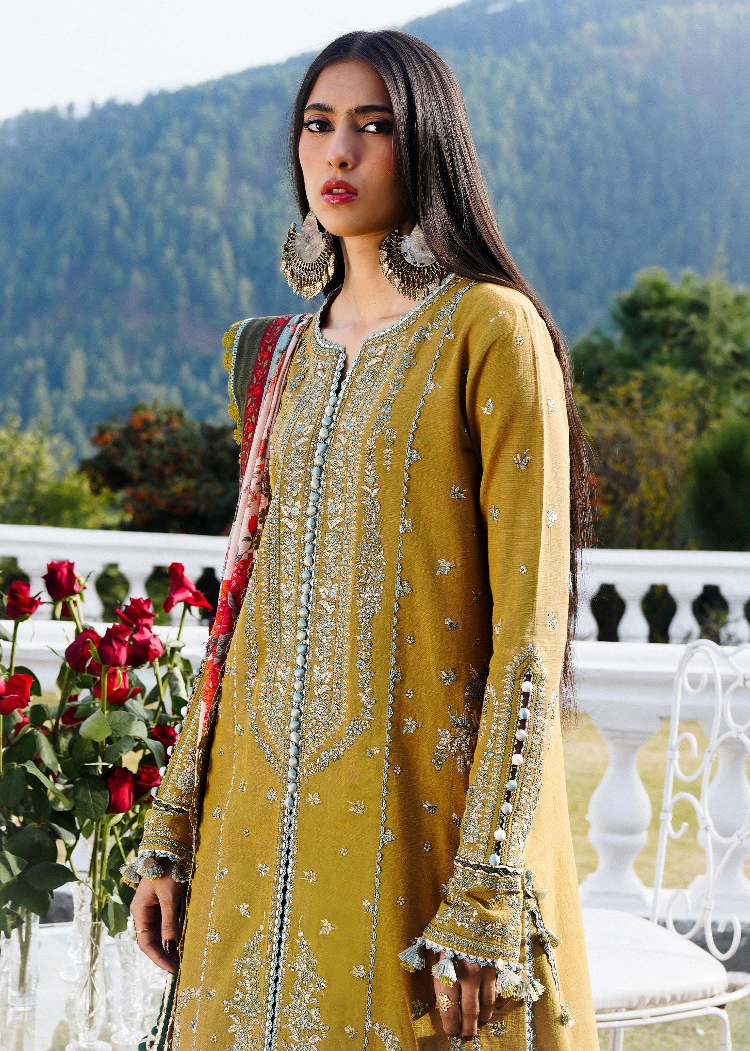 Hussain Rehar 3 Piece Custom Stitched Suit - Green - LB289099