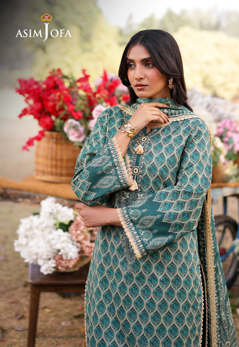 Asim Jofa 3 Piece Custom Stitched Suit - Green - LB28972