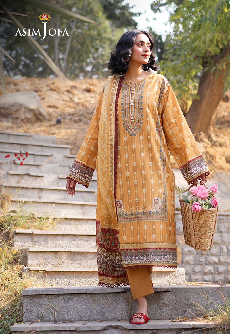 Asim Jofa 3 Piece Custom Stitched Suit - Beige - LB28971