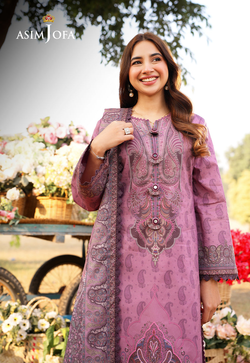 Asim Jofa 3 Piece Custom Stitched Suit - Purple - LB28988