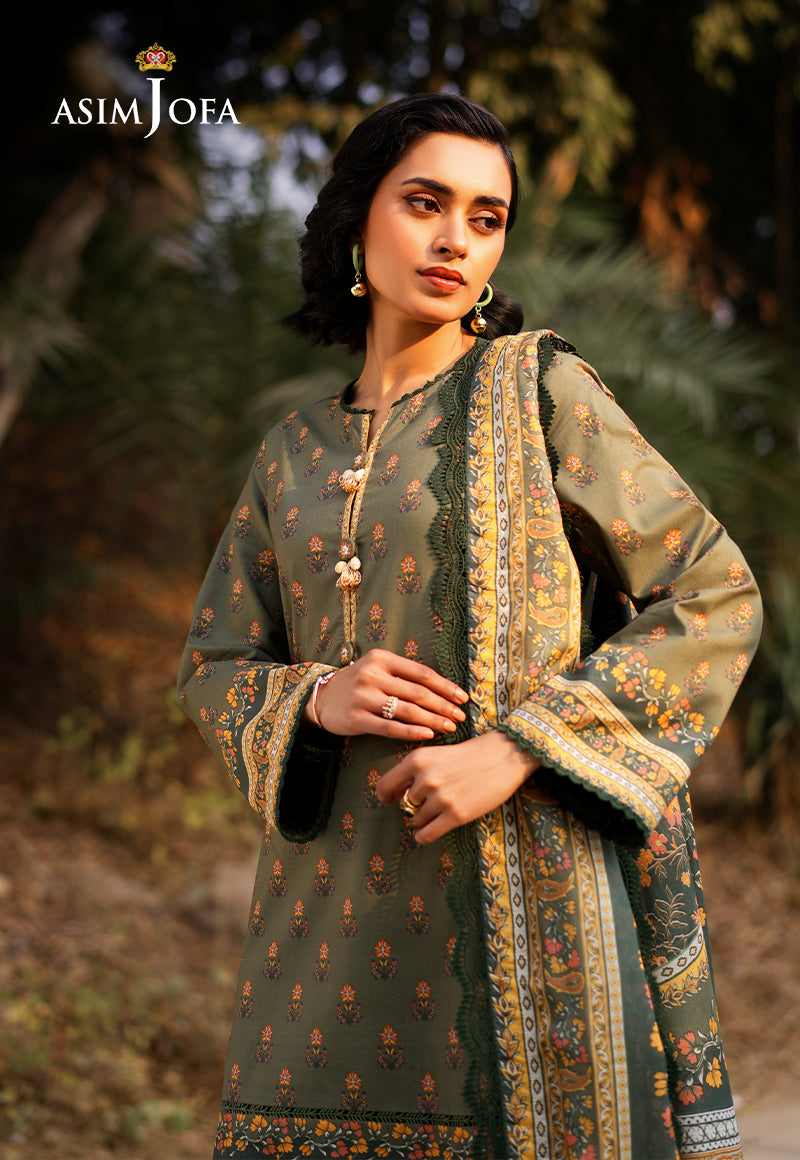 Asim Jofa 3 Piece Custom Stitched Suit - Green - LB28976