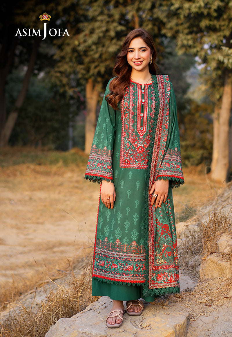 Asim Jofa 3 Piece Custom Stitched Suit - Green - LB29057