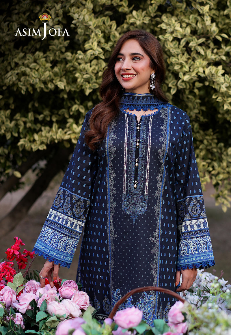 Asim Jofa 3 Piece Custom Stitched Suit - Blue - LB28992